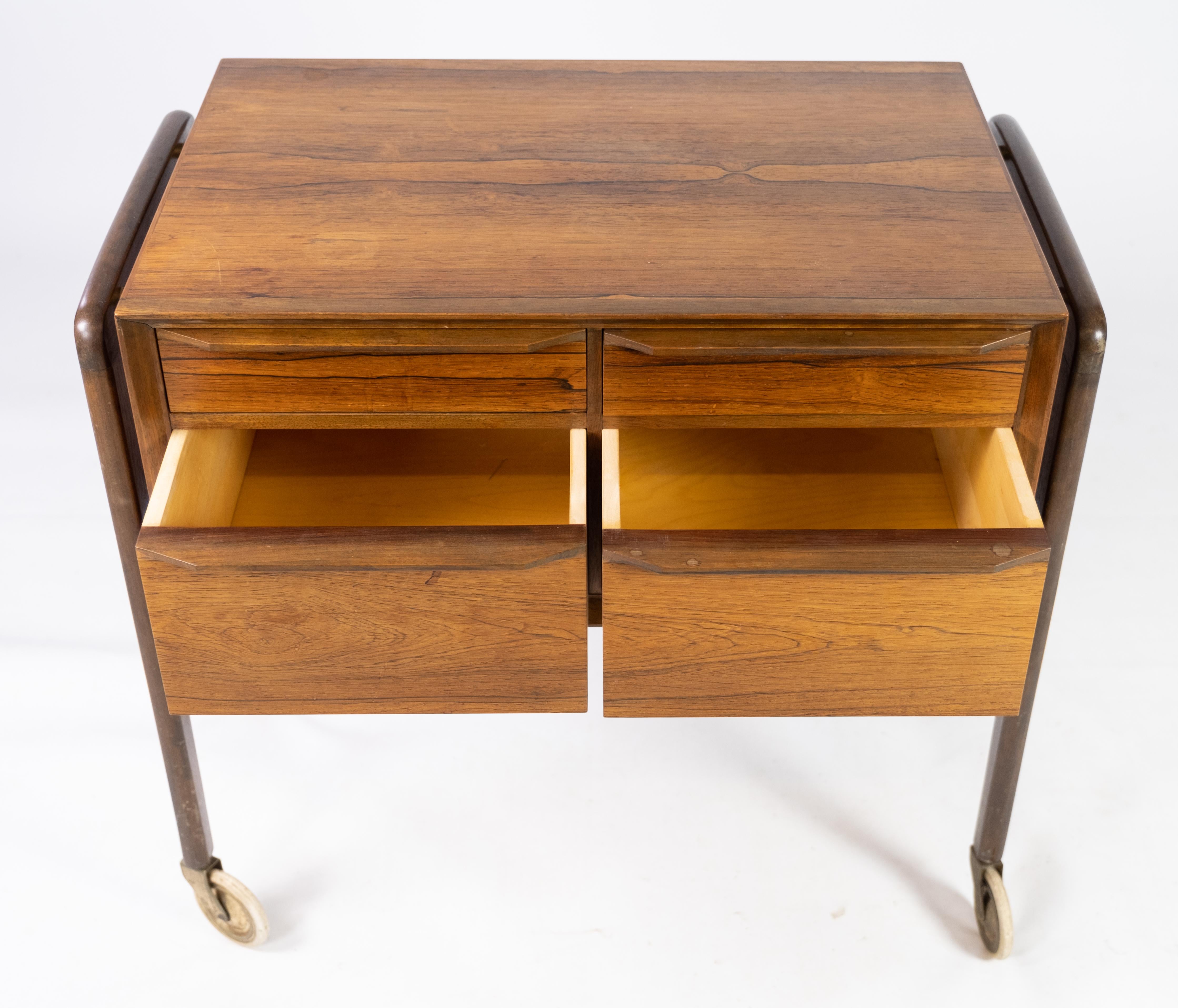 Small Chest of Drawers on Wheels in Rosewood of Danish Design from the 1960s For Sale 2