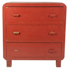 Small Chest of Drawers with Red Paint from Around the Year 1940s