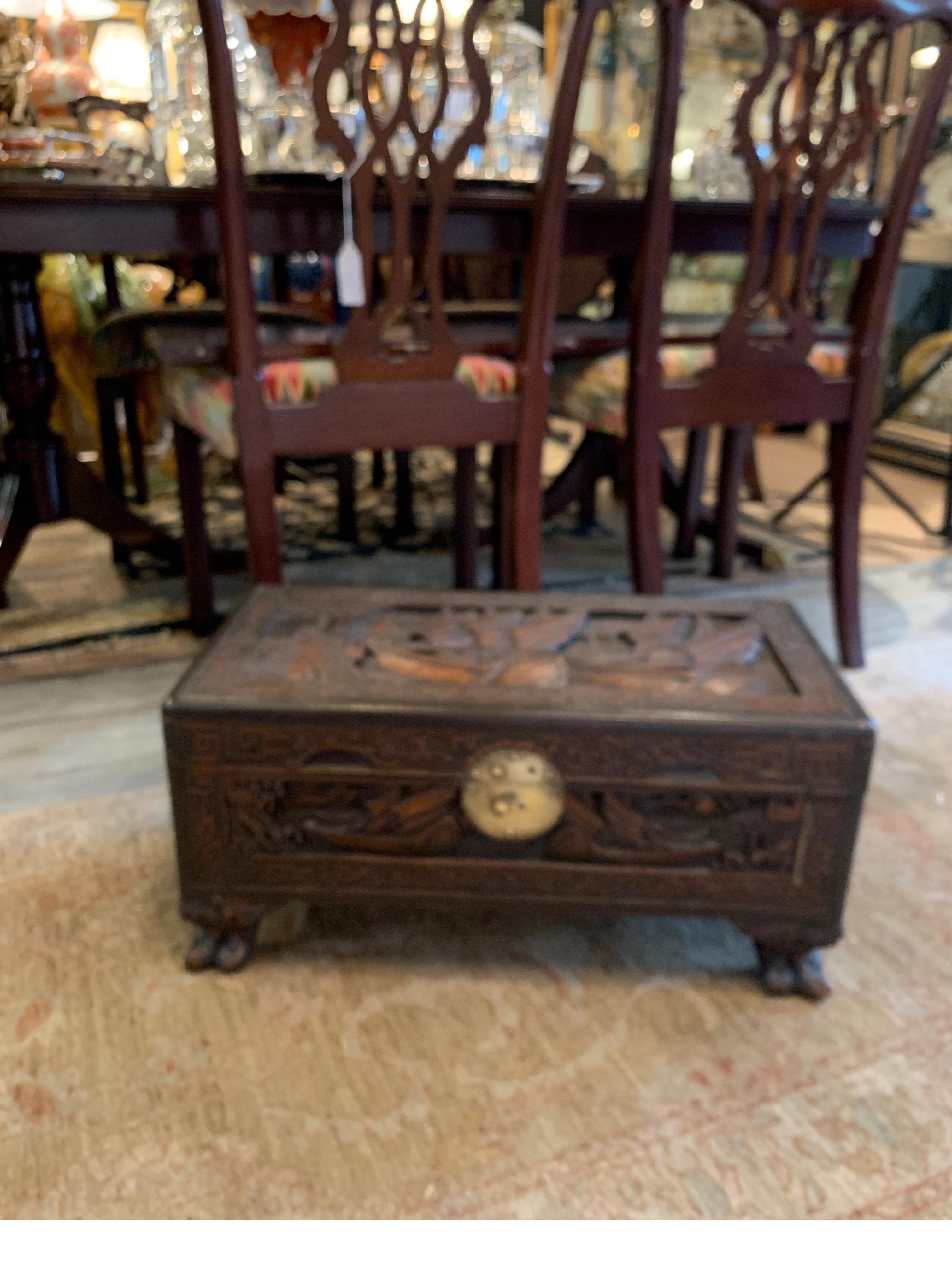 Small Handcarved Chinese Chest  For Sale 5