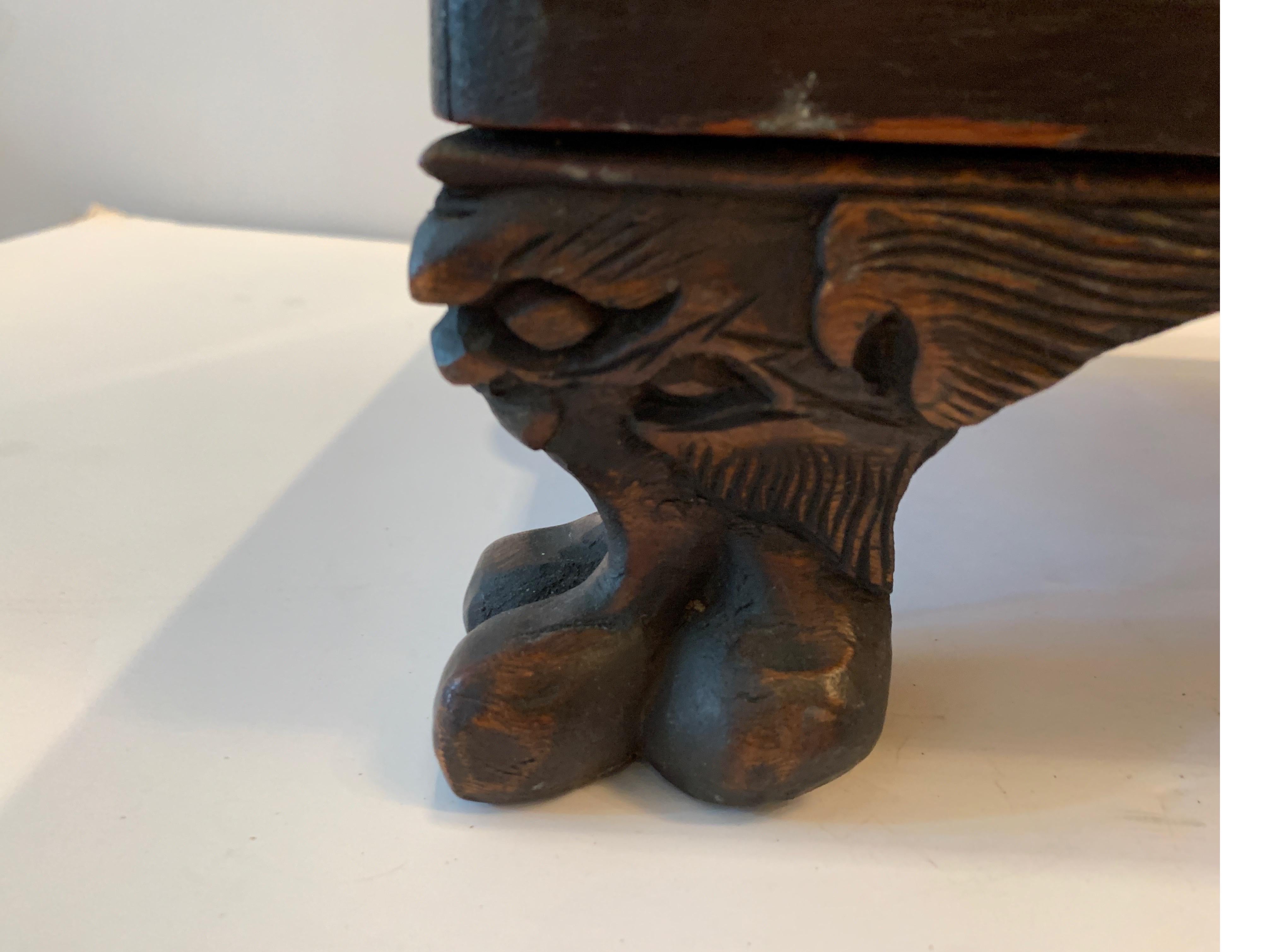 Chinese Export Small Handcarved Chinese Chest For Sale