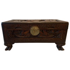 Antique Small Handcarved Chinese Chest 