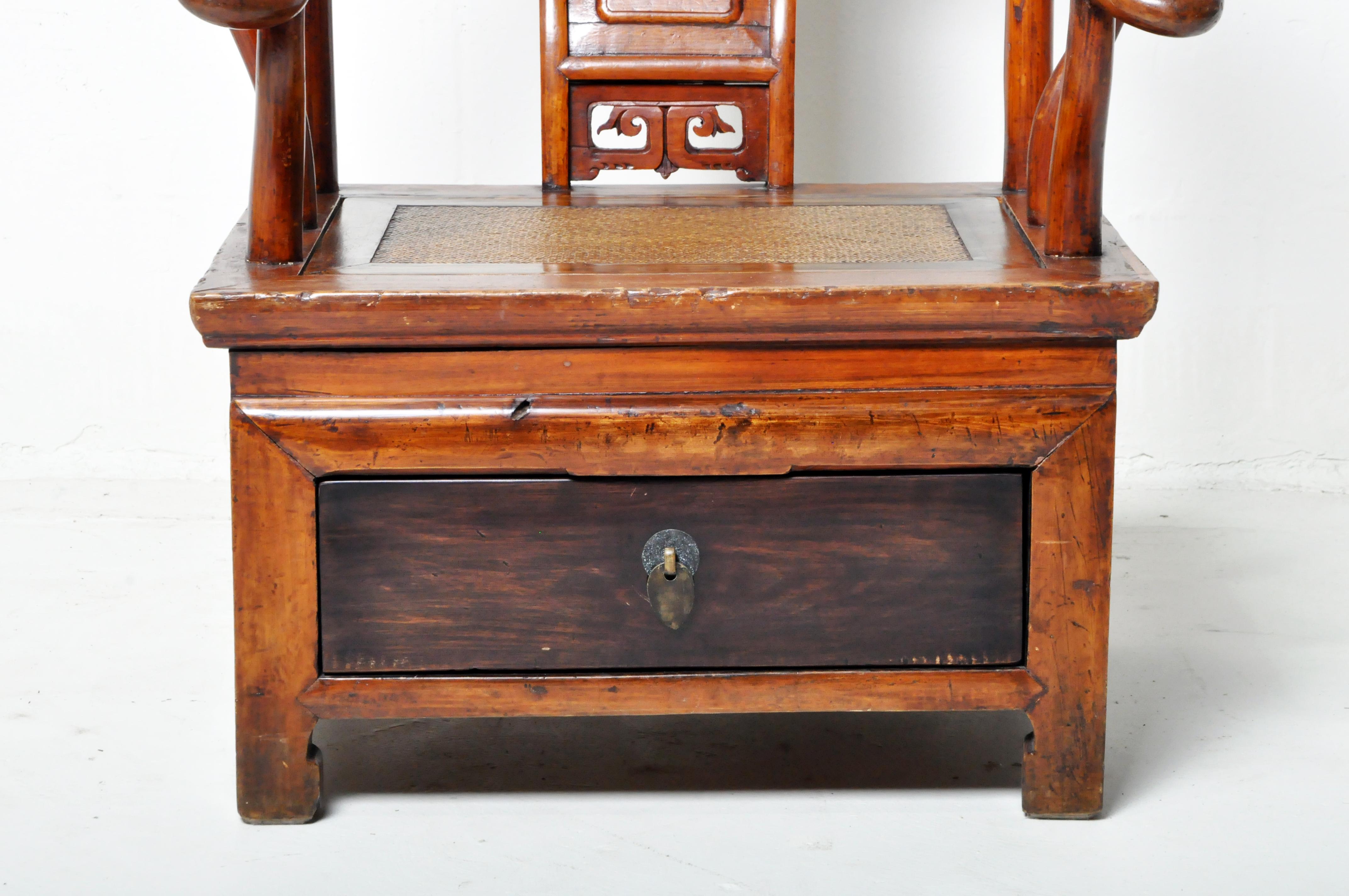 Elm Small Chinese Chair with Storage Compartment