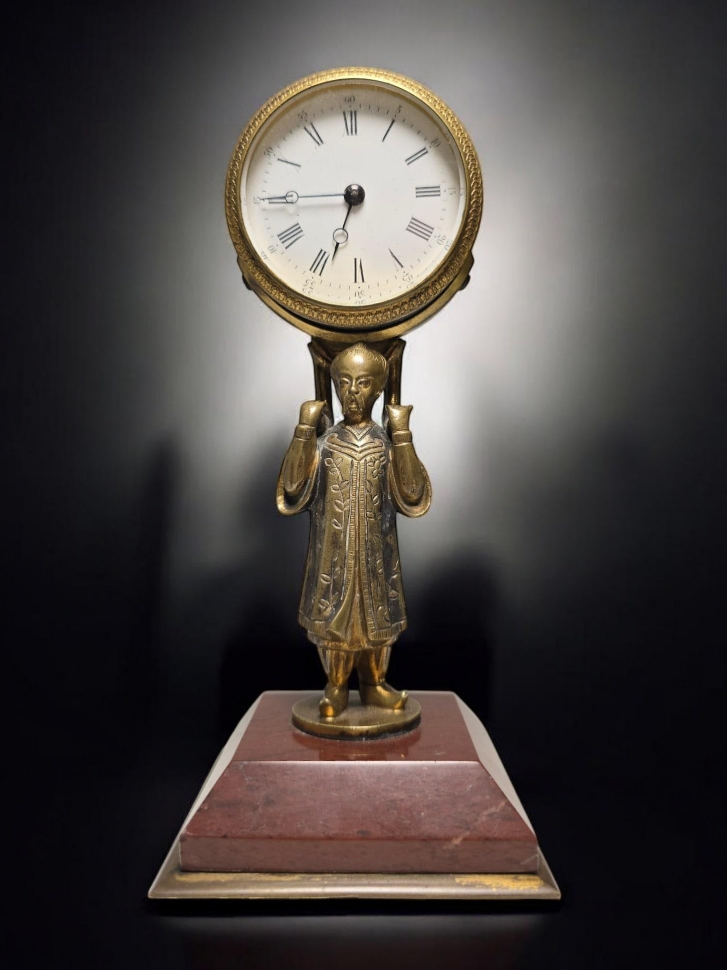 Bronze Small Chinese Clock from 1900 For Sale