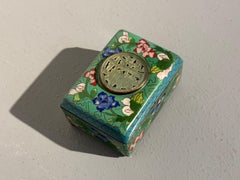 Small Chinese Cloisonne and Hardstone Trinket Box, Republic Period, China