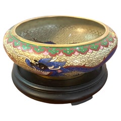 Vintage Small Chinese Cloisonne Enamel  Dragon Decorative Bowl