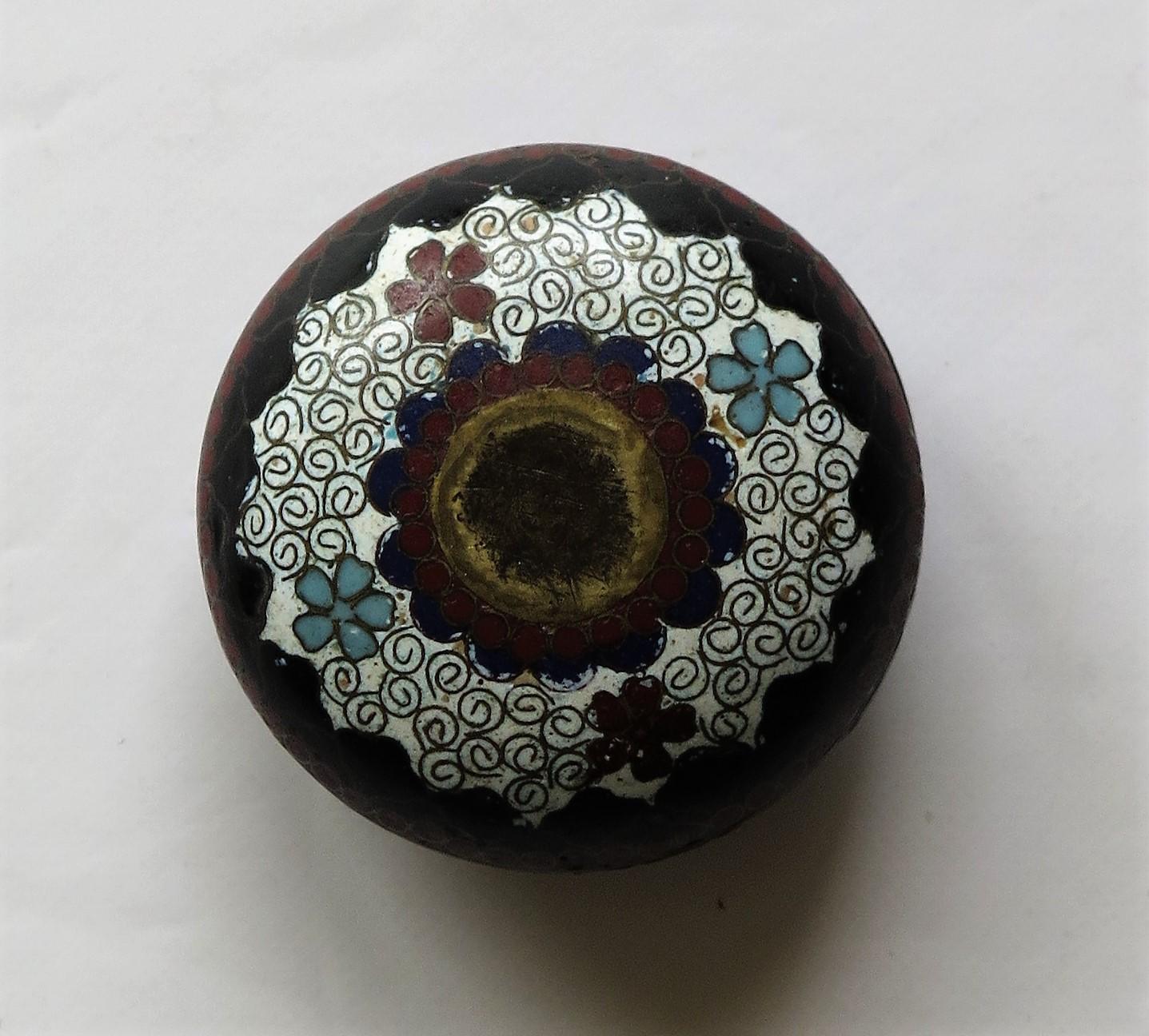 Small Chinese Cloisonné Lidded Box, Qing Dynasty, 19th Century 6