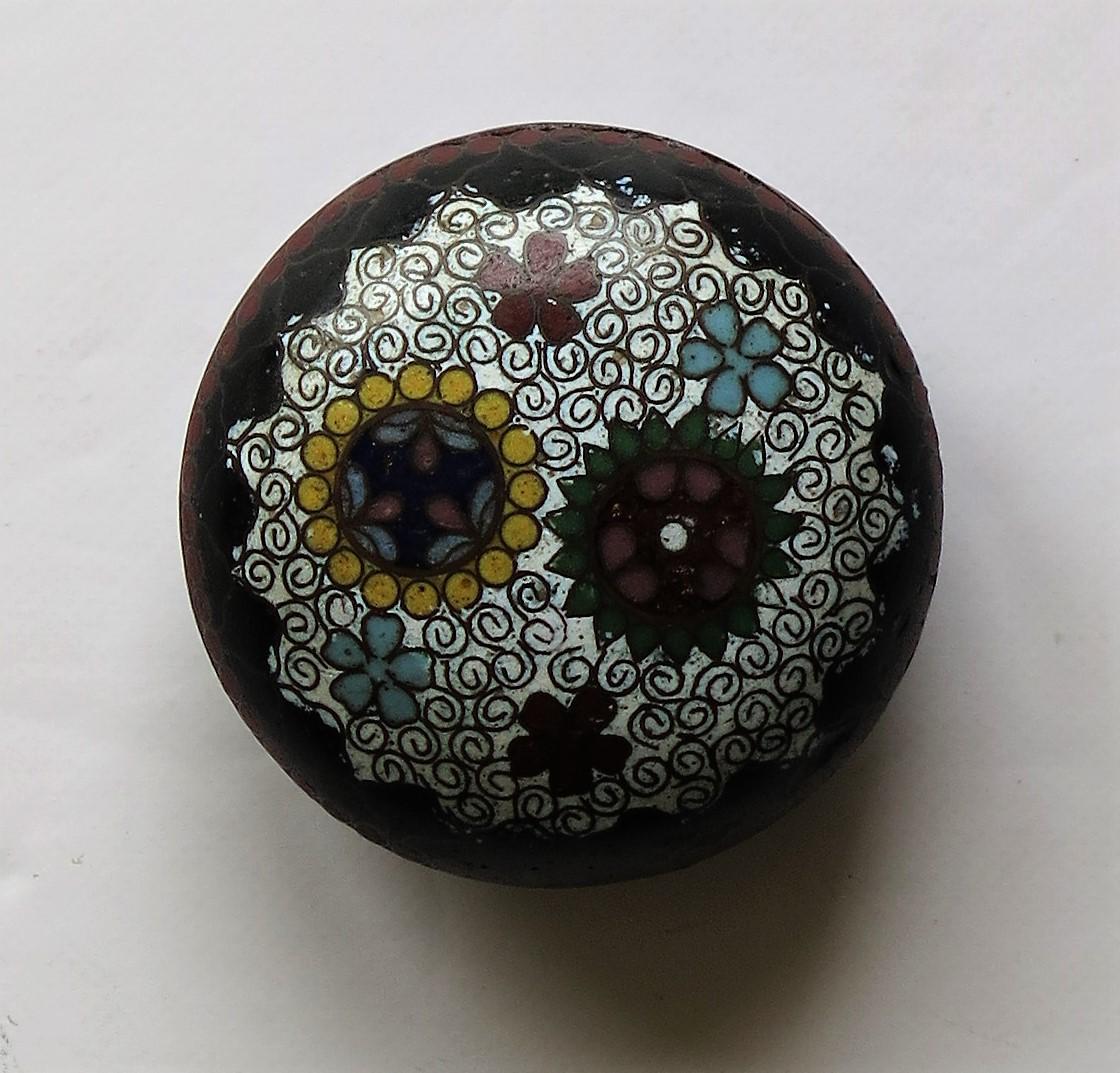 Small Chinese Cloisonné Lidded Box, Qing Dynasty, 19th Century 4