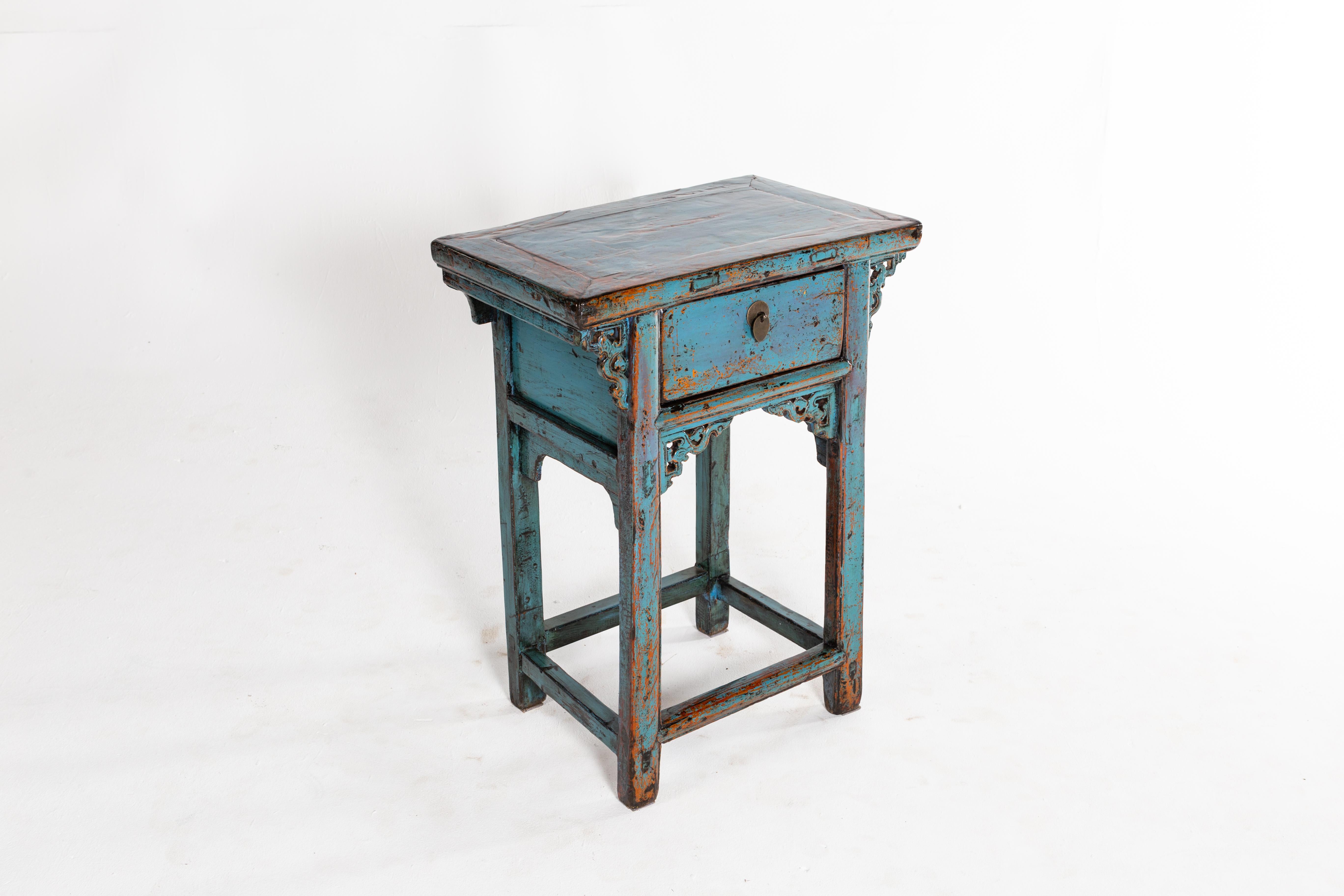 Metal Small Chinese Console Table with Drawer