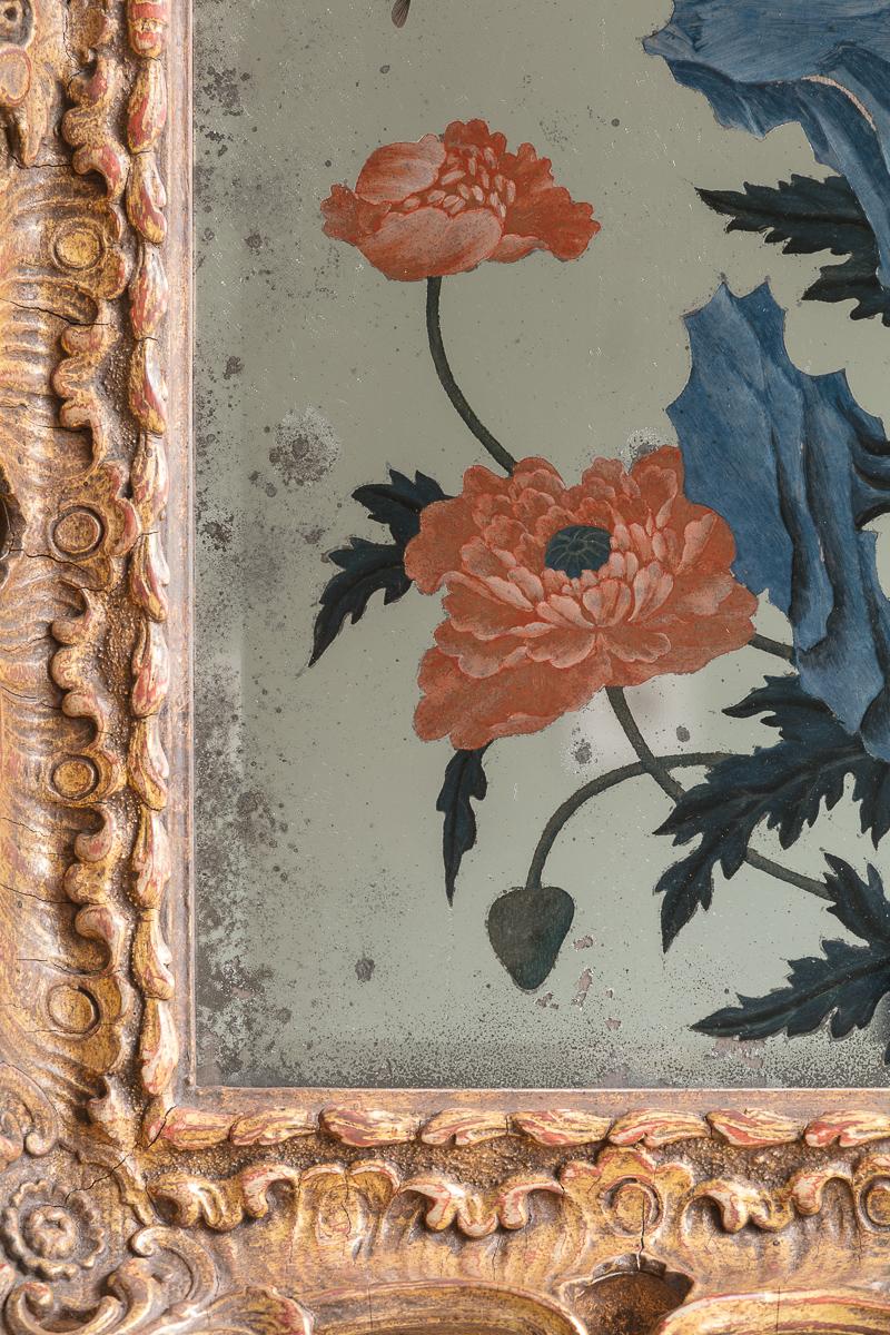 Exportation chinoise Petit miroir d'exportation chinois peint à l'envers, fin du 18ème siècle en vente