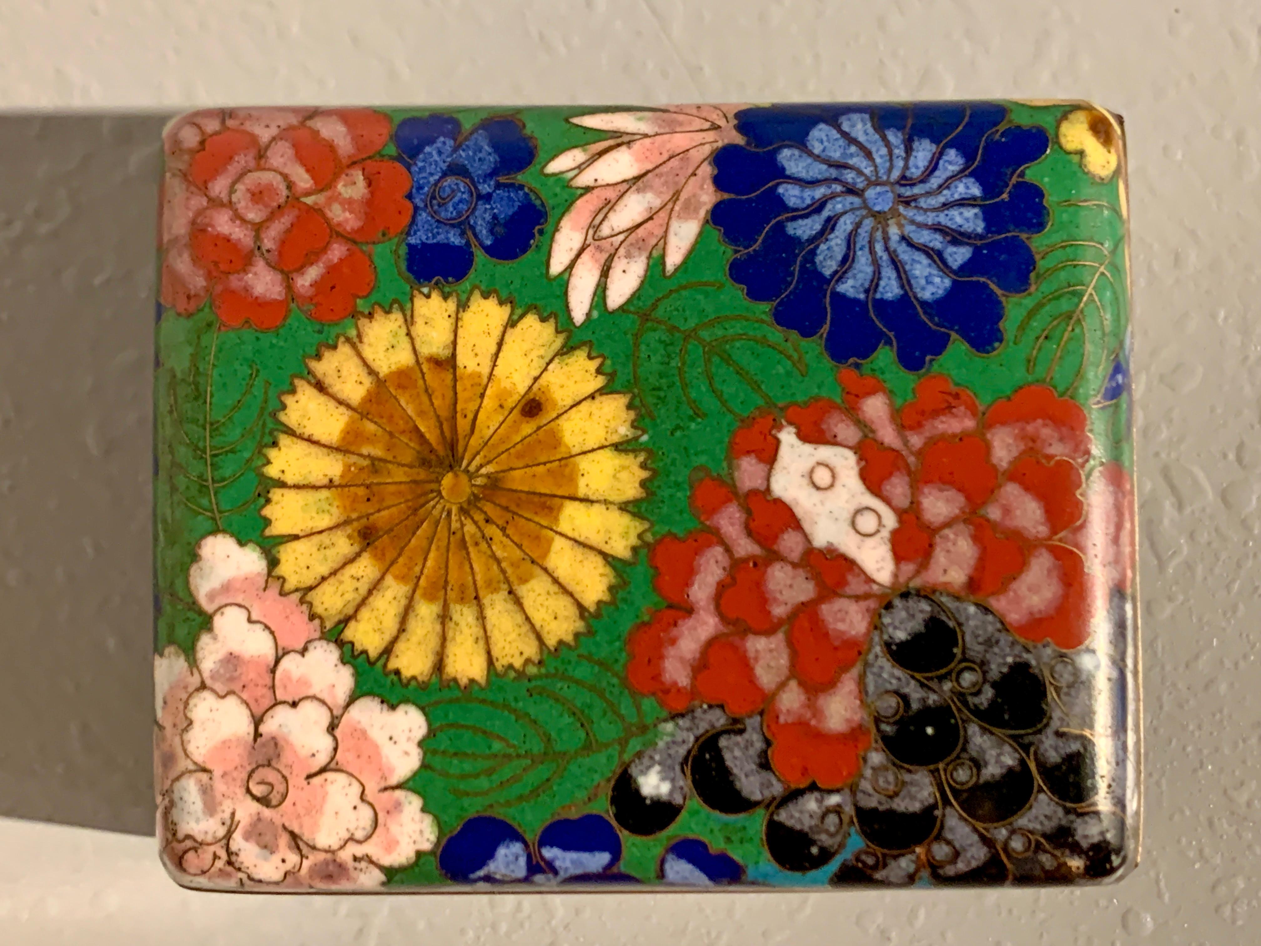 Copper Small Chinese Floral Cloisonne Trinket Box, Republic Period, circa 1930s, China
