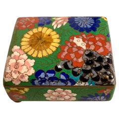 Vintage Small Chinese Floral Cloisonne Trinket Box, Republic Period, circa 1930s, China