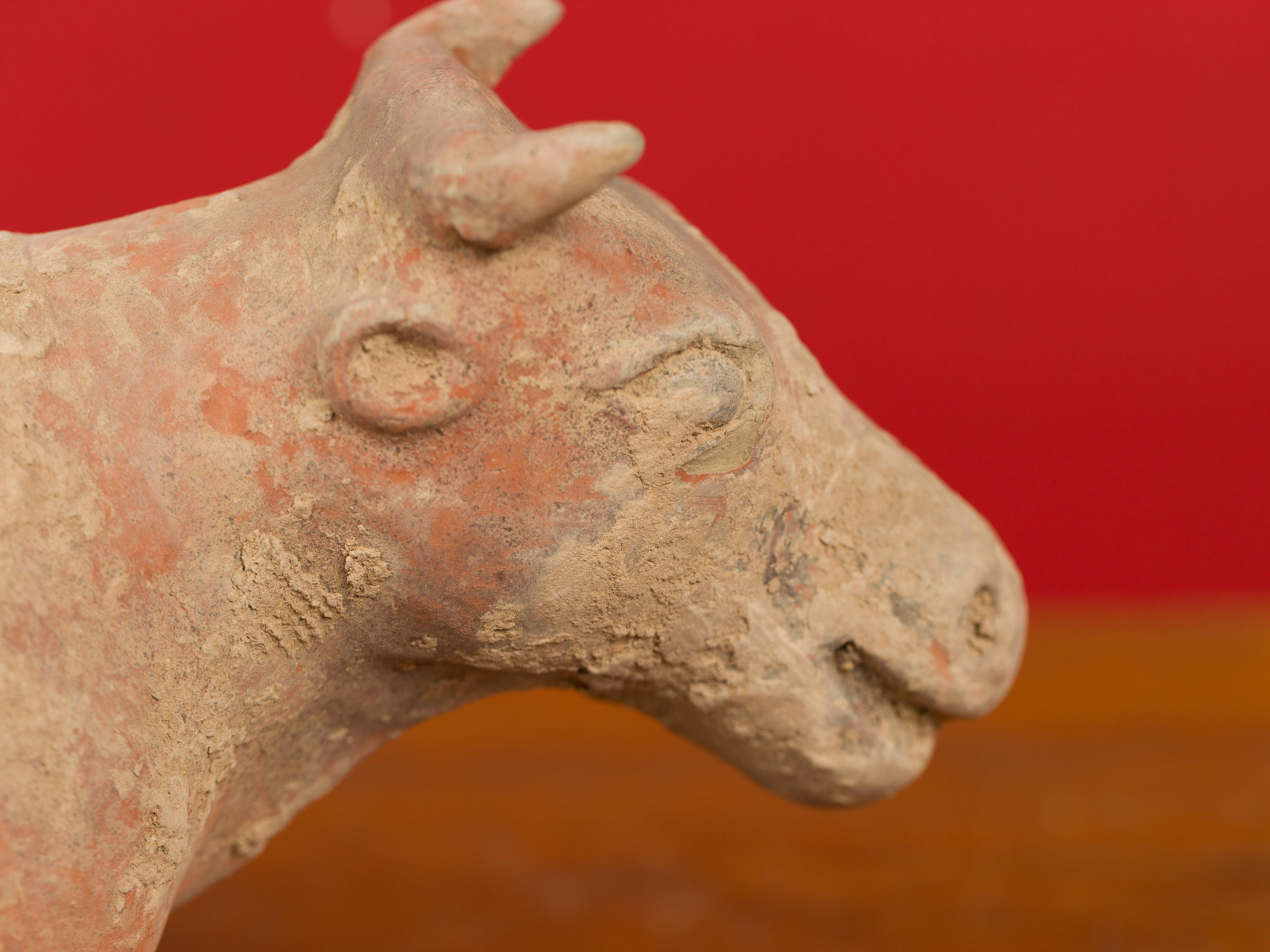 Small Chinese Han Dynasty Terracotta Bull Mingqi, circa 202 BC-200 AD 5