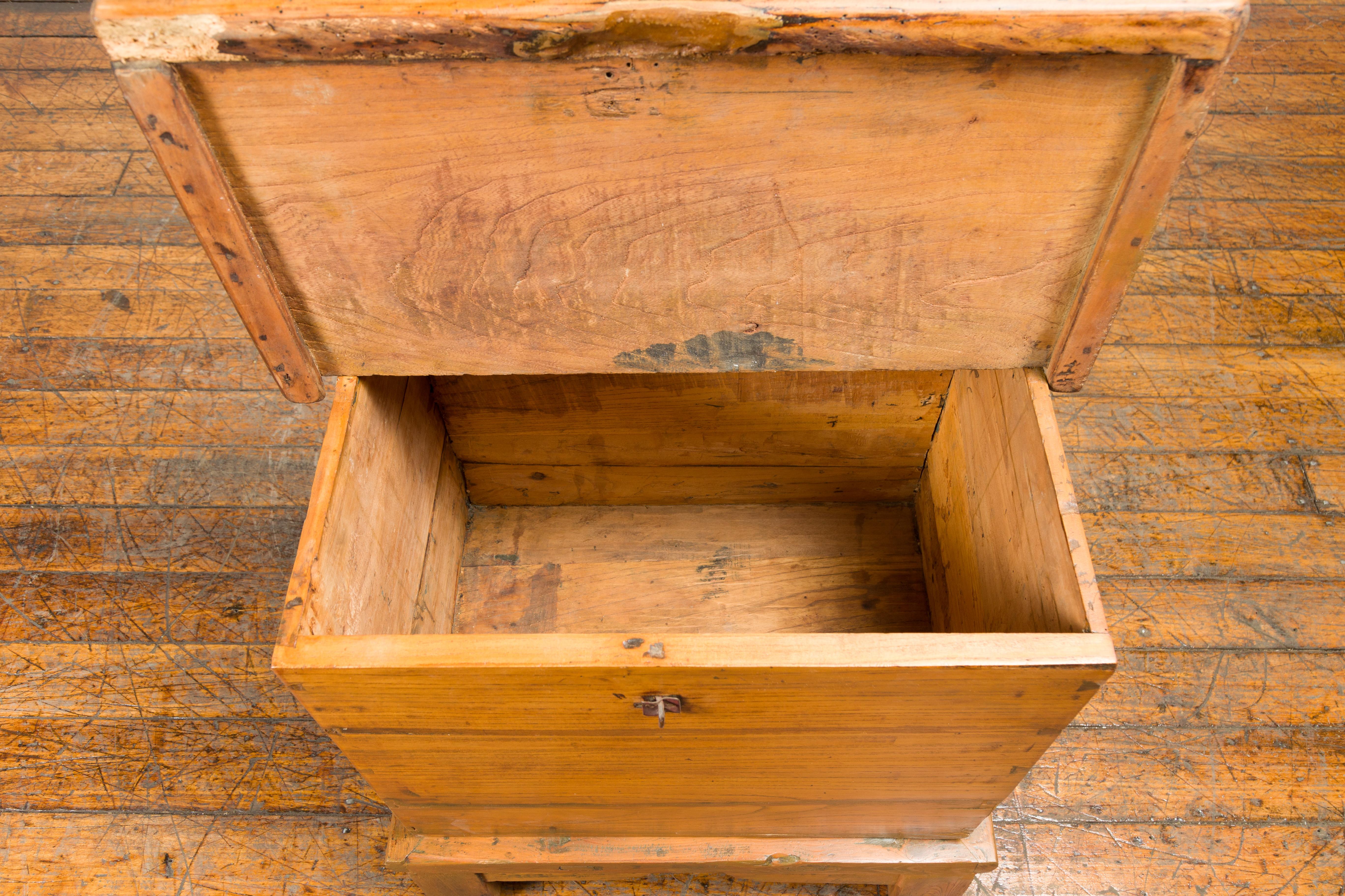 Small Chinese Qing Dynasty 19th Century Elmwood Two-Piece Storage Cabinet For Sale 6