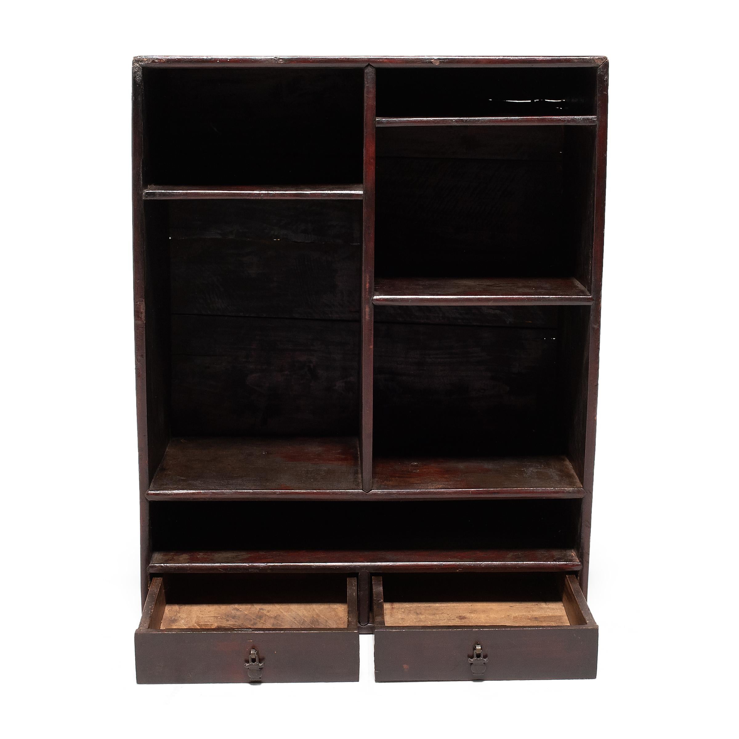 20th Century Small Chinese Two Drawer Collector's Shelf