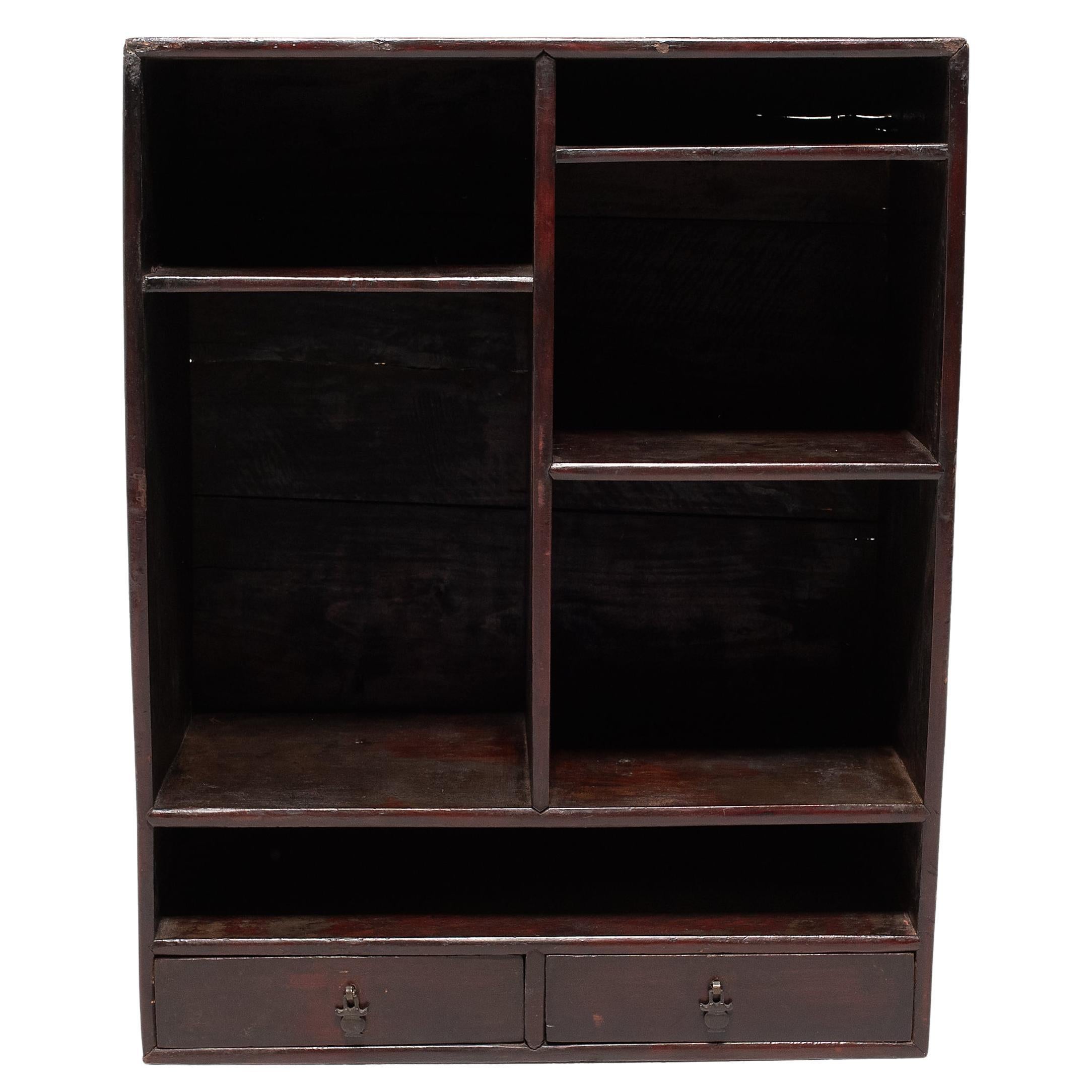 Small Chinese Two Drawer Collector's Shelf
