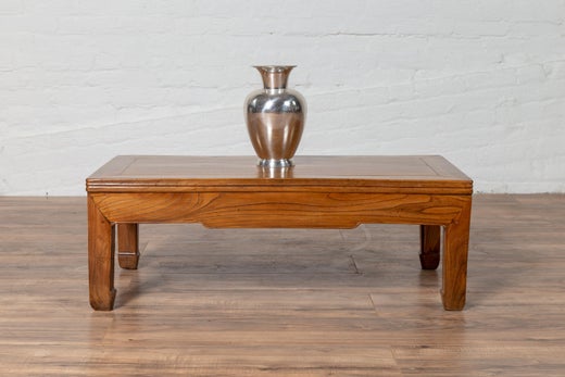 Small Chinese Vintage Natural Wood Coffee Table With Straight - Small Vintage Coffee Table Legs Small Chinese Vintage Natural Wood Coffee Table With Straight - Small Vintage Coffee Table Legs