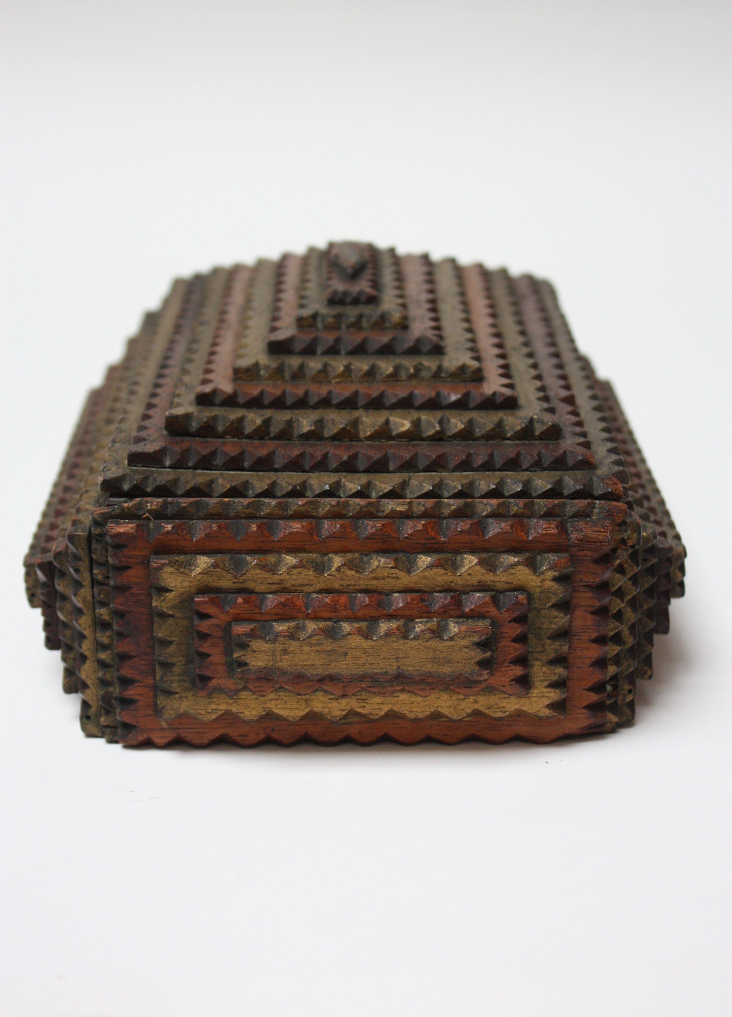Folk Art Small Chip-Carved Tramp Art Box