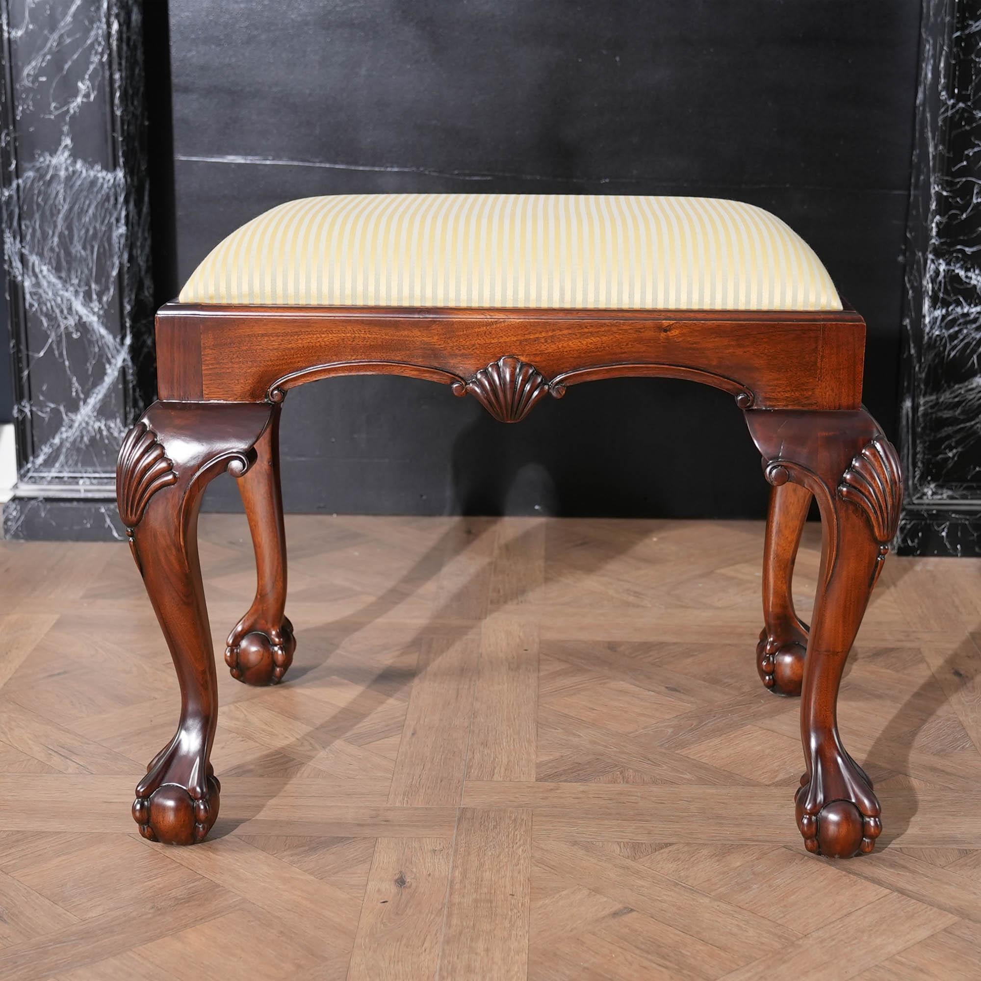 Hand-Carved Small Chippendale Bench For Sale