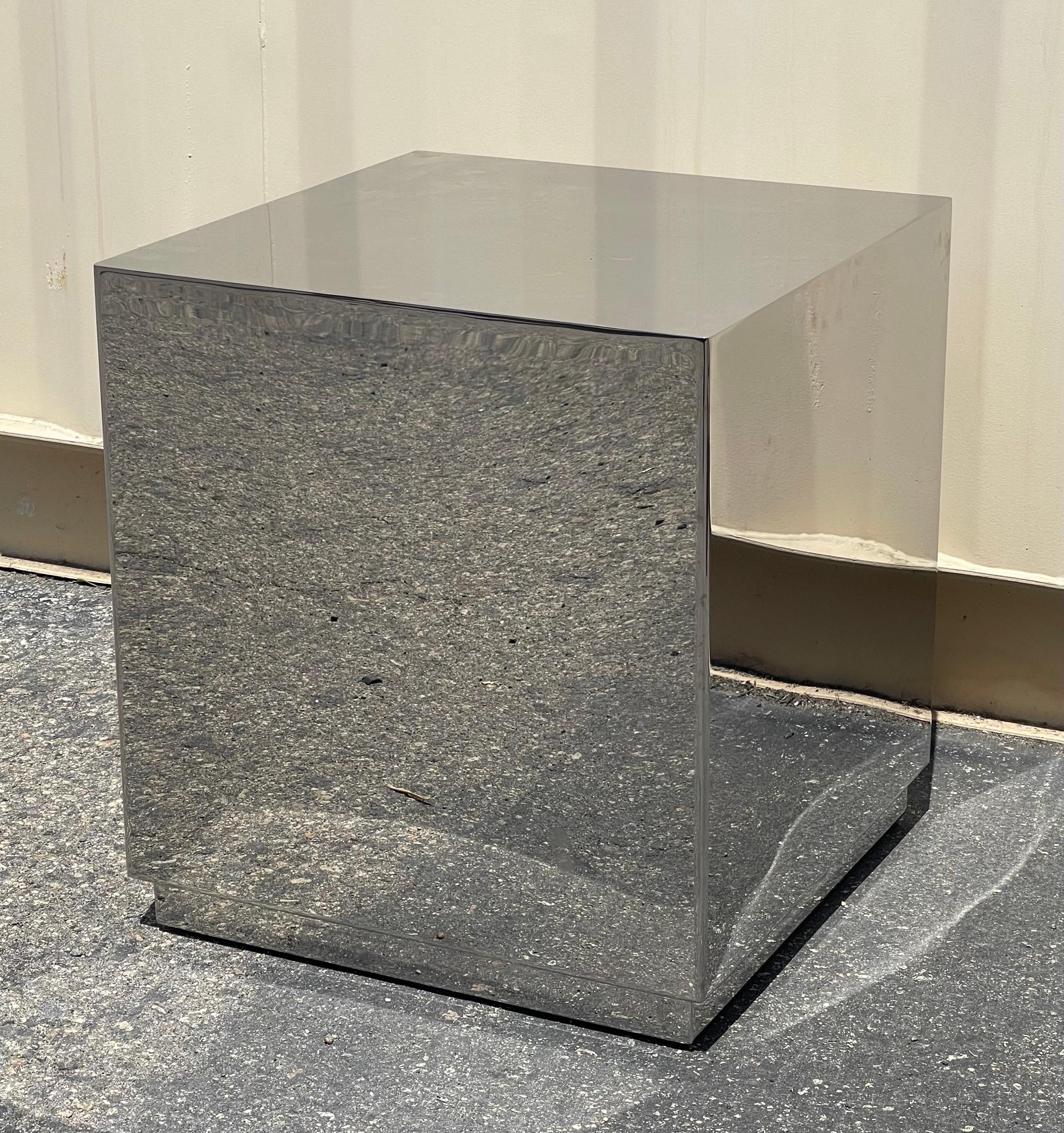 Small Chrome Cube Side Table by John Lyle For Sale 4