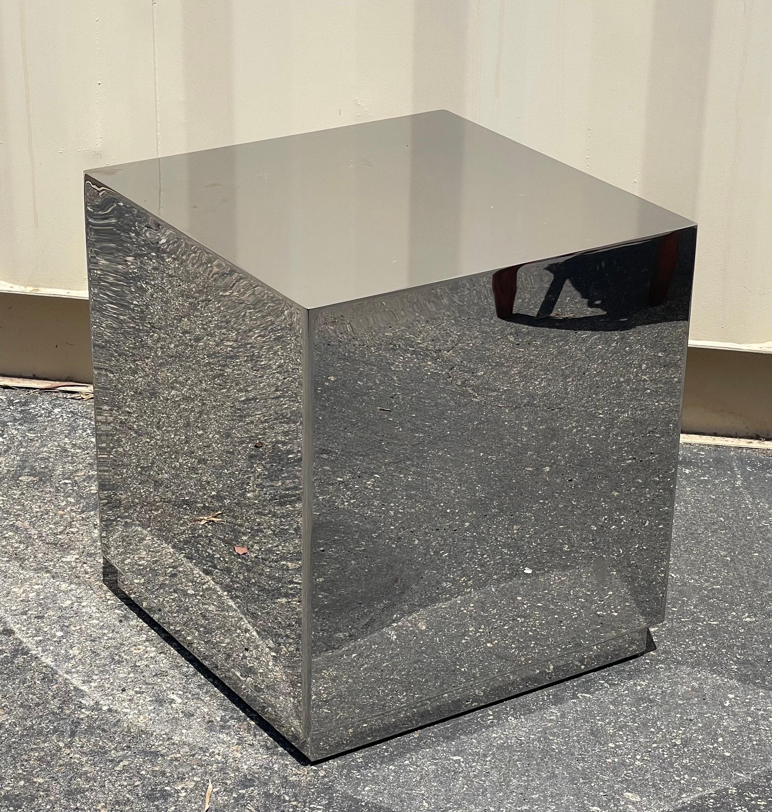 Small Chrome Cube Side Table by John Lyle For Sale 7