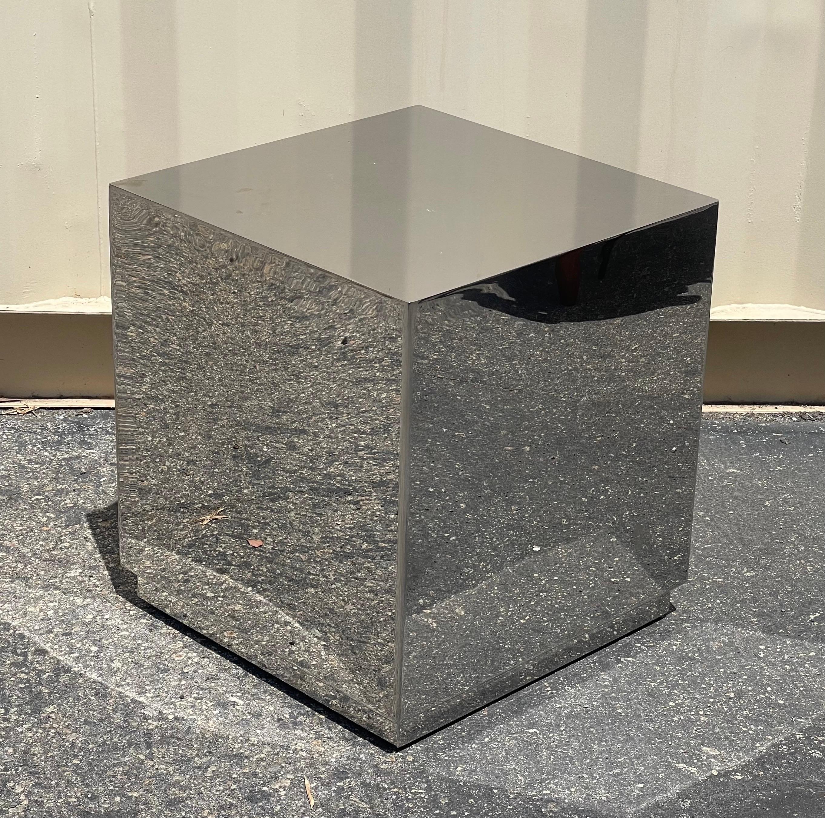 Modern Small Chrome Cube Side Table by John Lyle For Sale