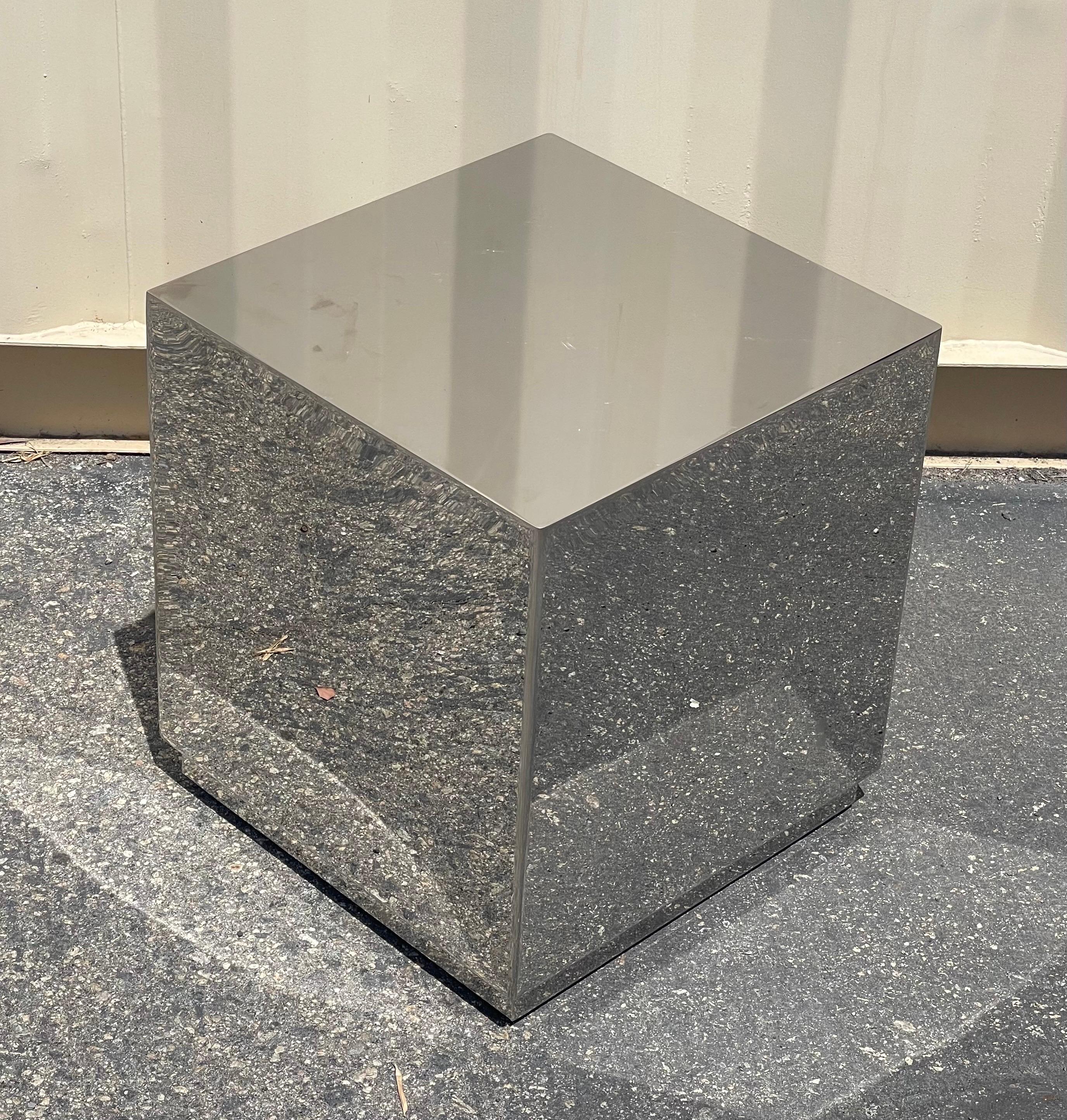 American Small Chrome Cube Side Table by John Lyle For Sale