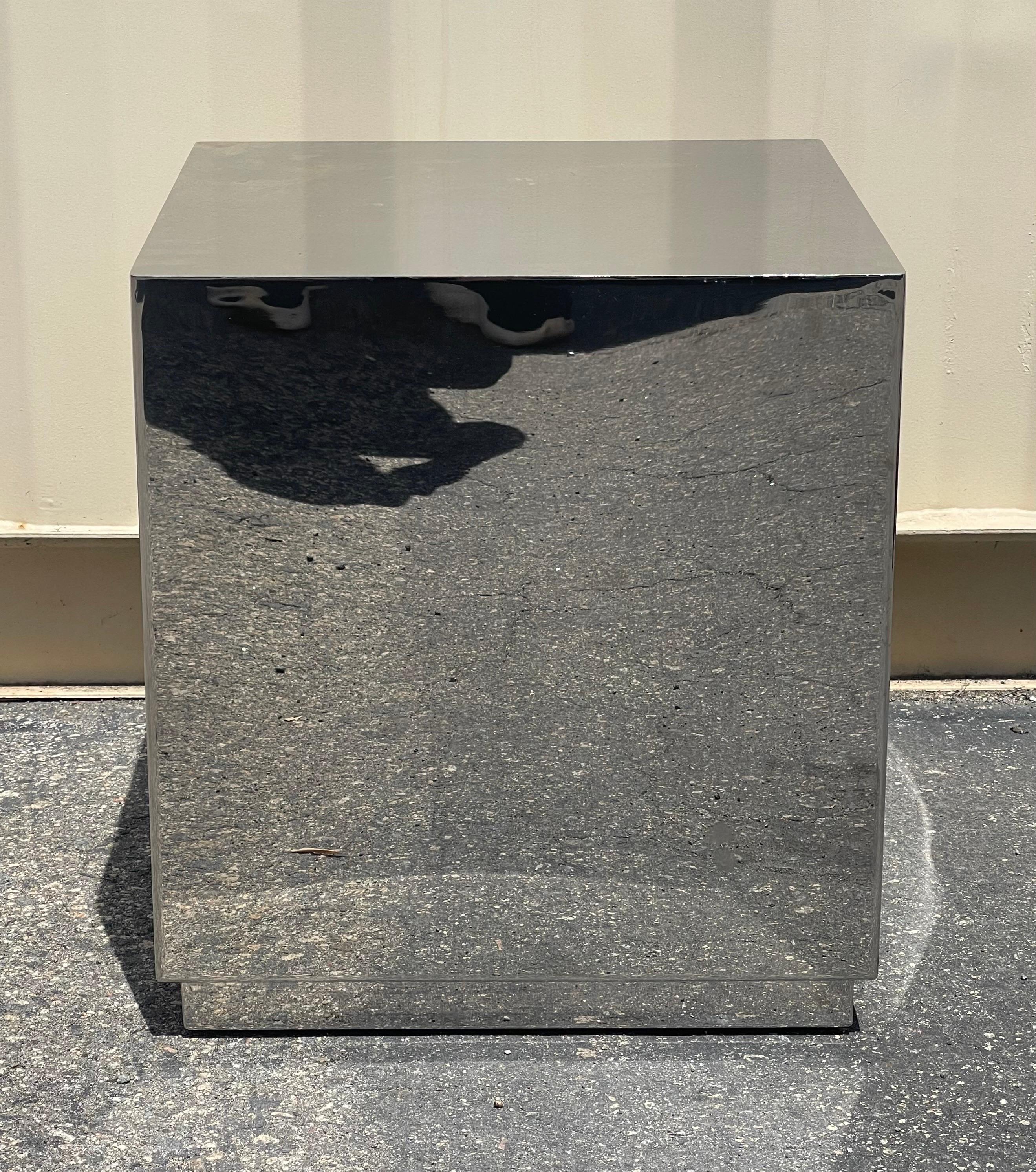 American Small Chrome Cube Side Table by John Lyle