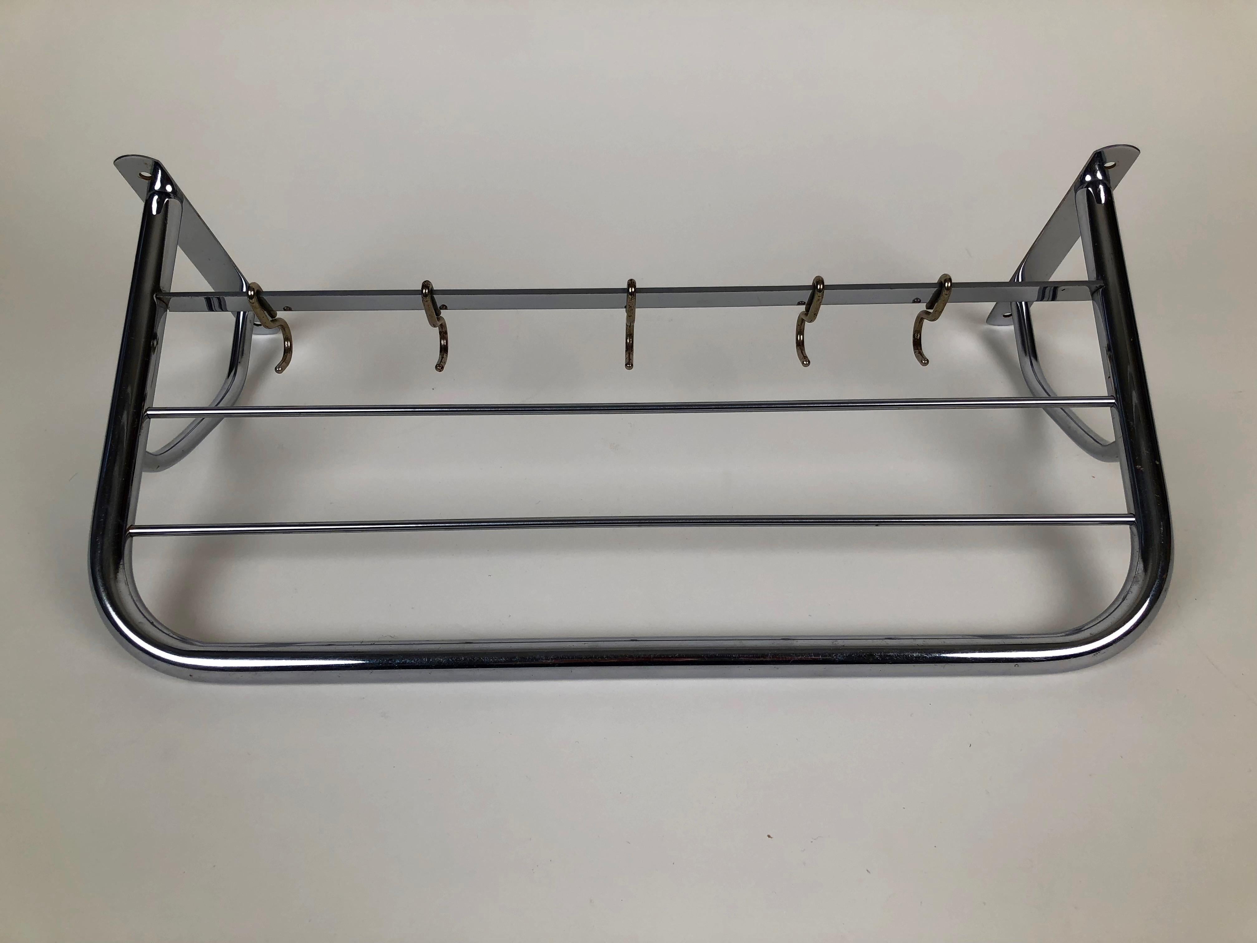 Metal Small, Chrome-Plated, Coat Rack, from the Czechoslovakia, 1960s For Sale