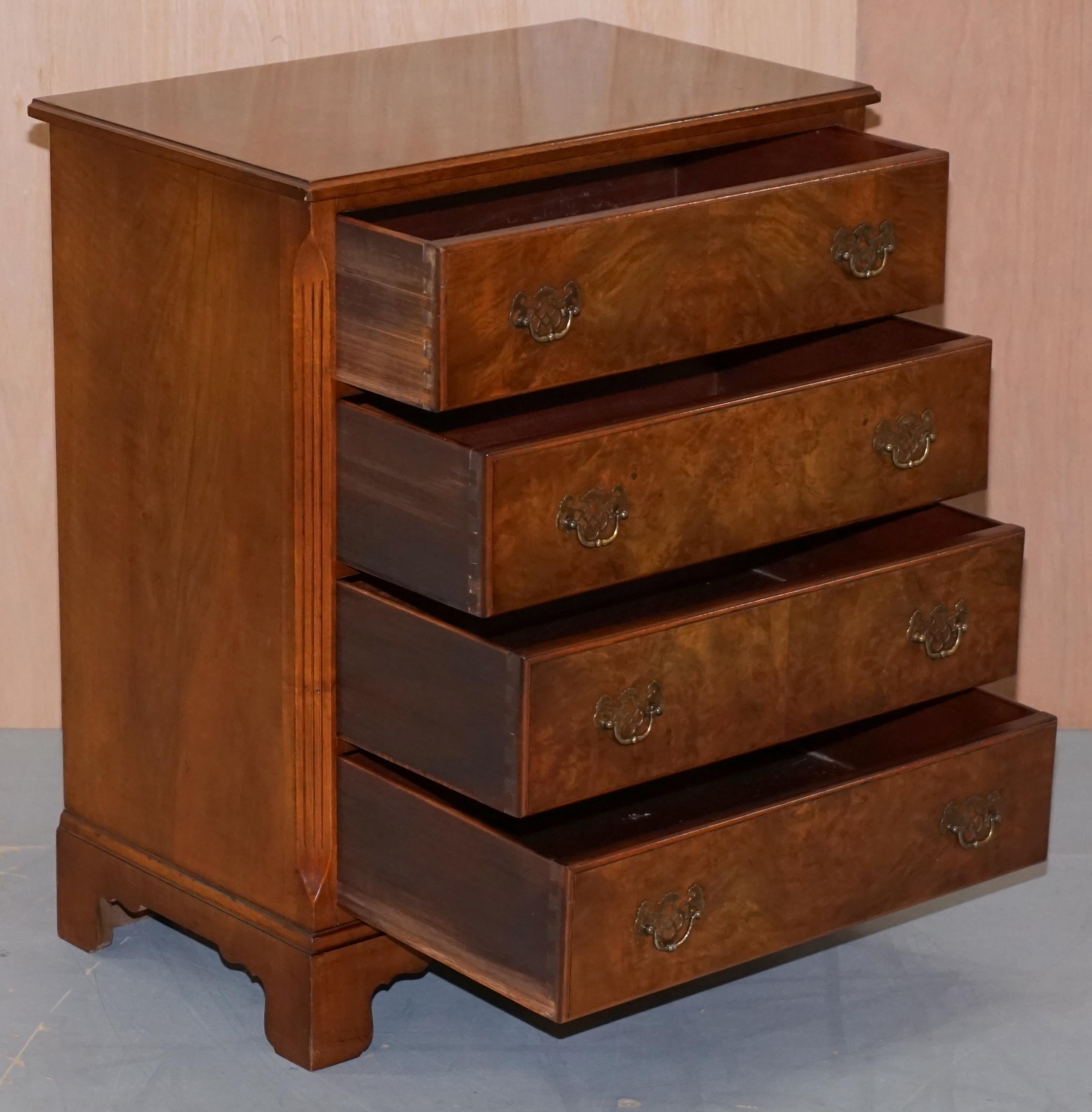 Small circa 1930s-1950s Walnut Chest of Drawers Side Table Tall 5