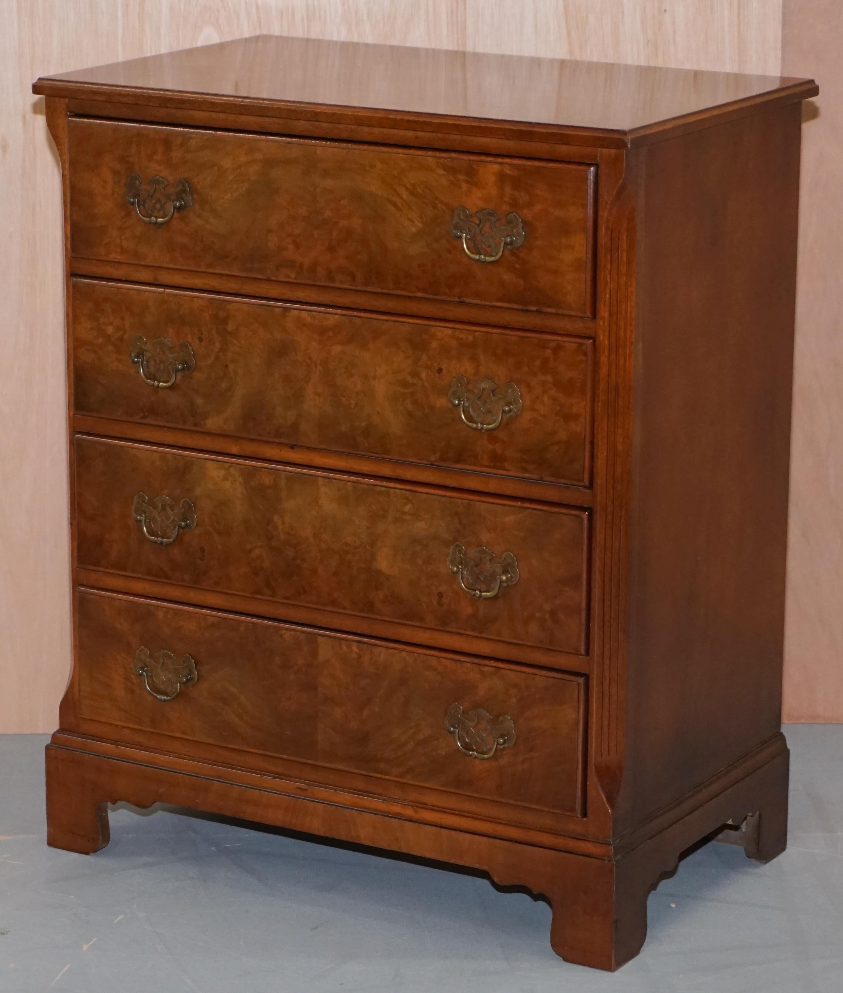 Georgian Small circa 1930s-1950s Walnut Chest of Drawers Side Table Tall