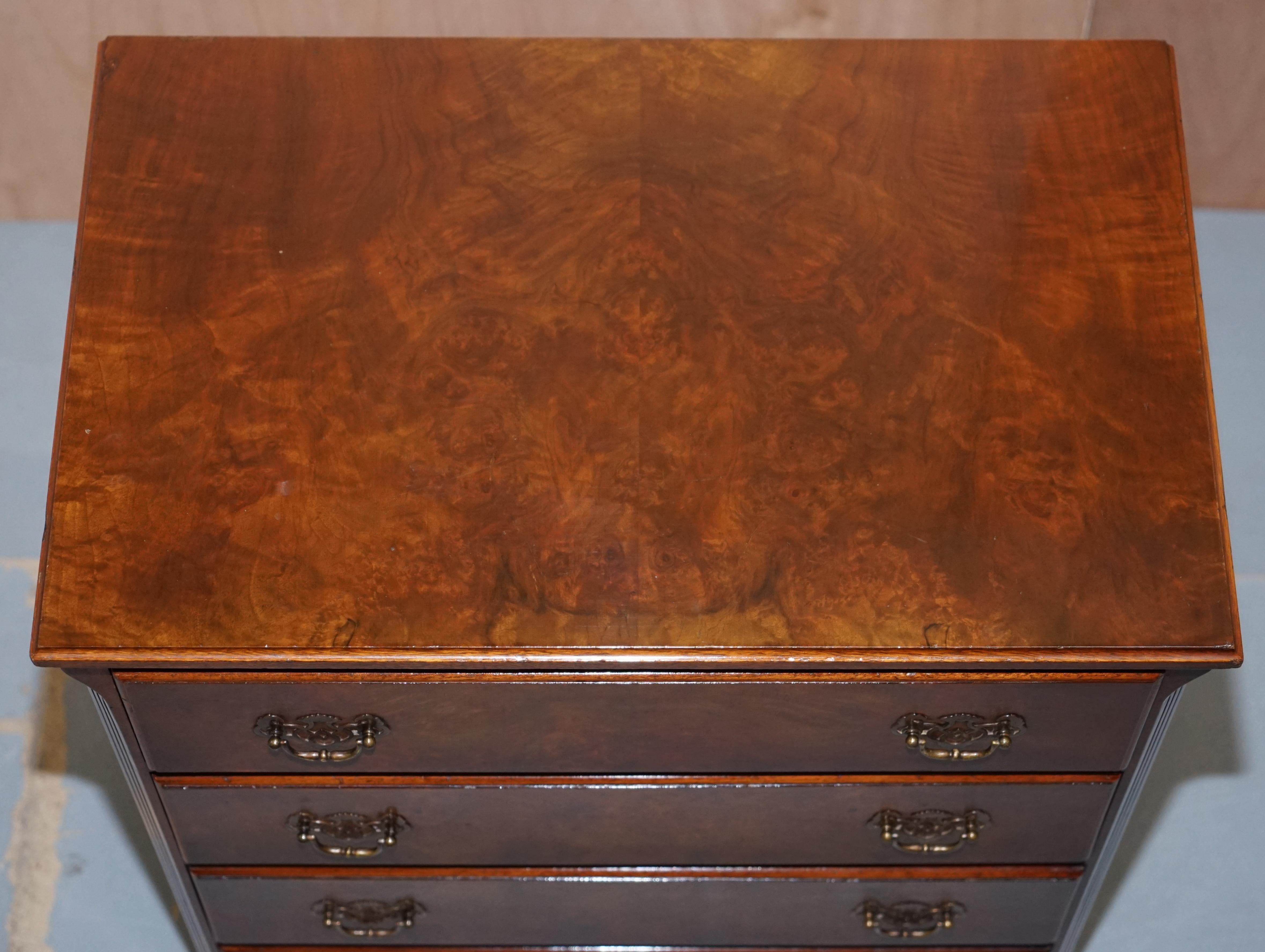 English Small circa 1930s-1950s Walnut Chest of Drawers Side Table Tall