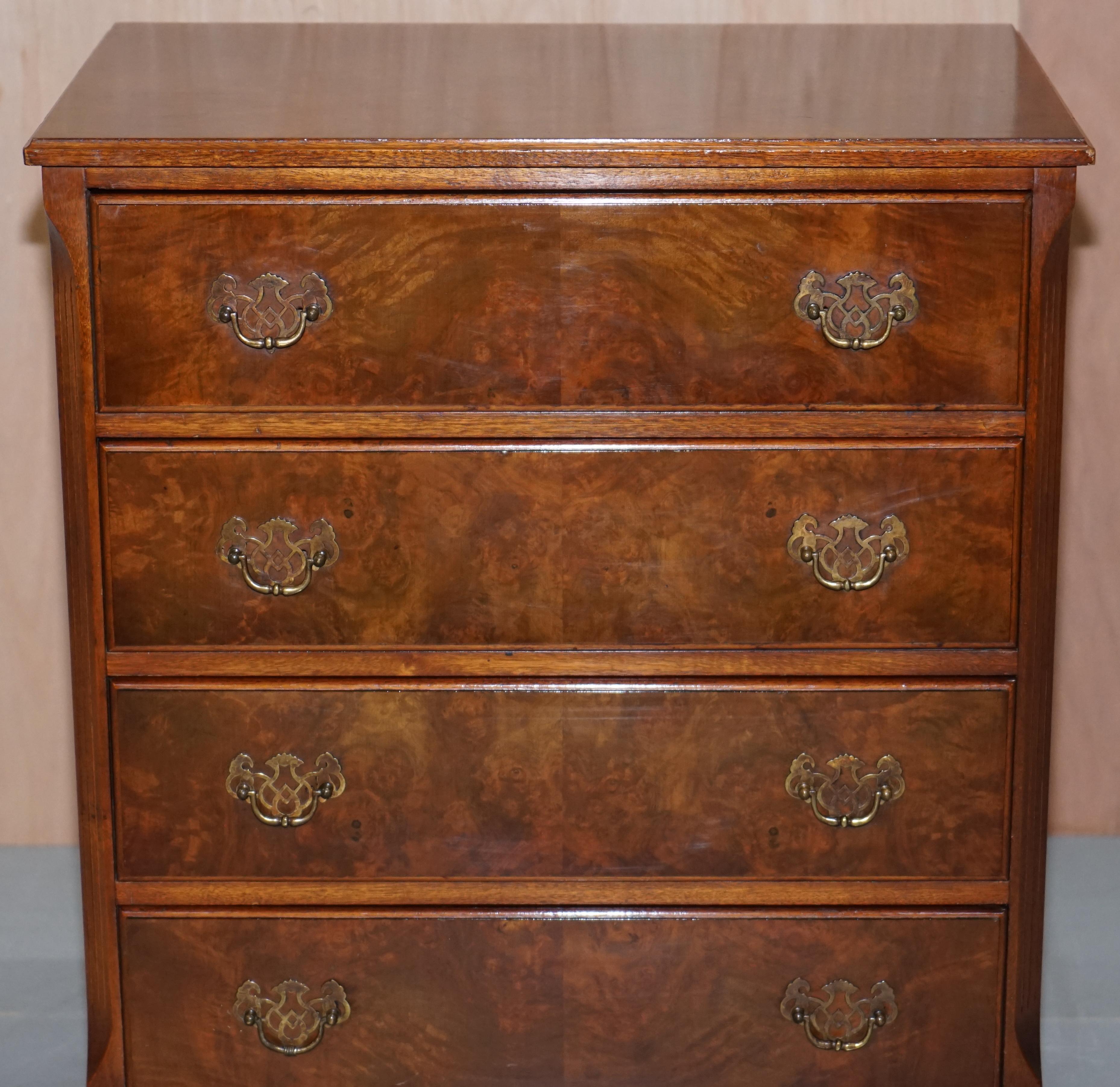 20th Century Small circa 1930s-1950s Walnut Chest of Drawers Side Table Tall