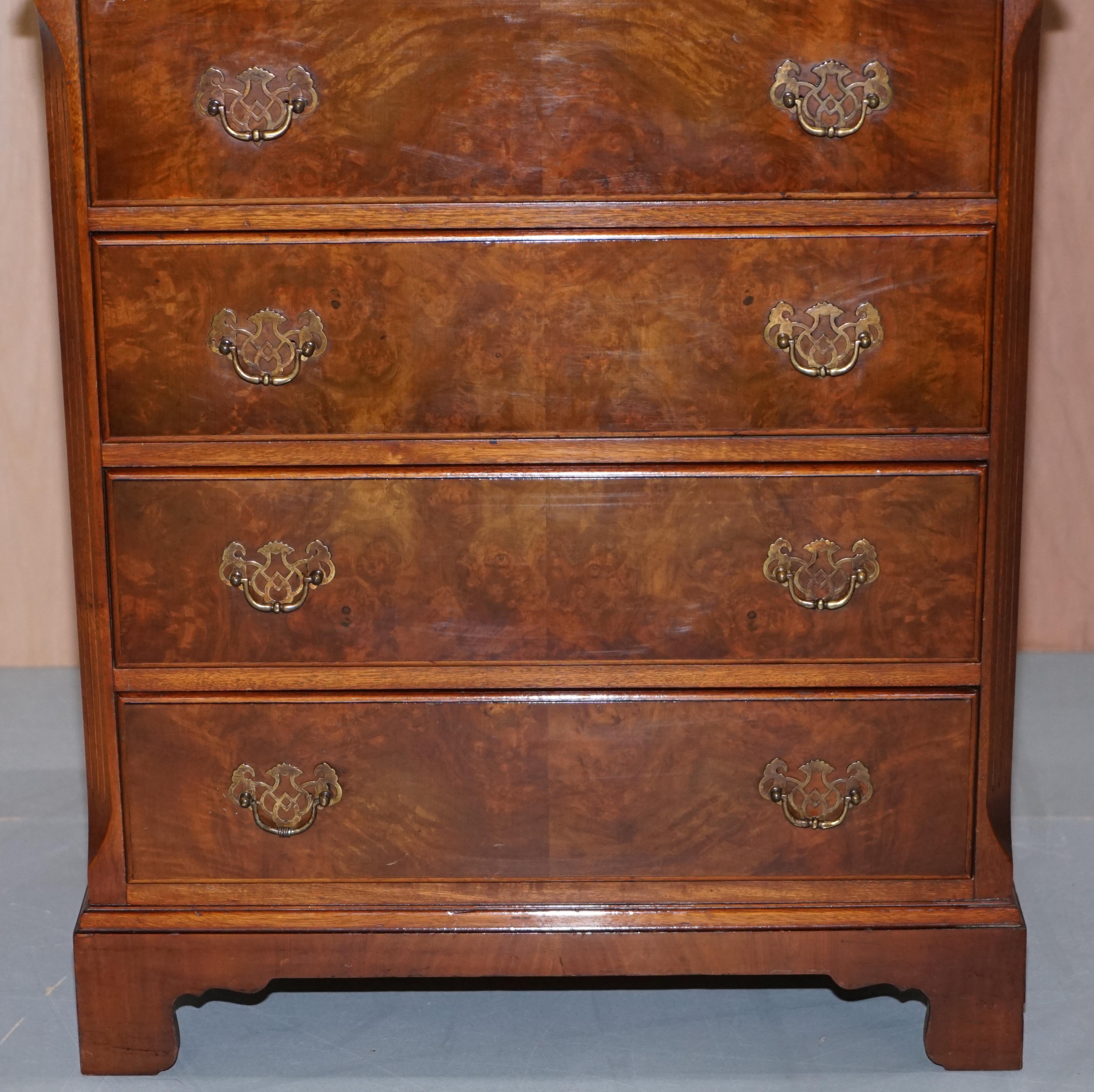 Small circa 1930s-1950s Walnut Chest of Drawers Side Table Tall 1