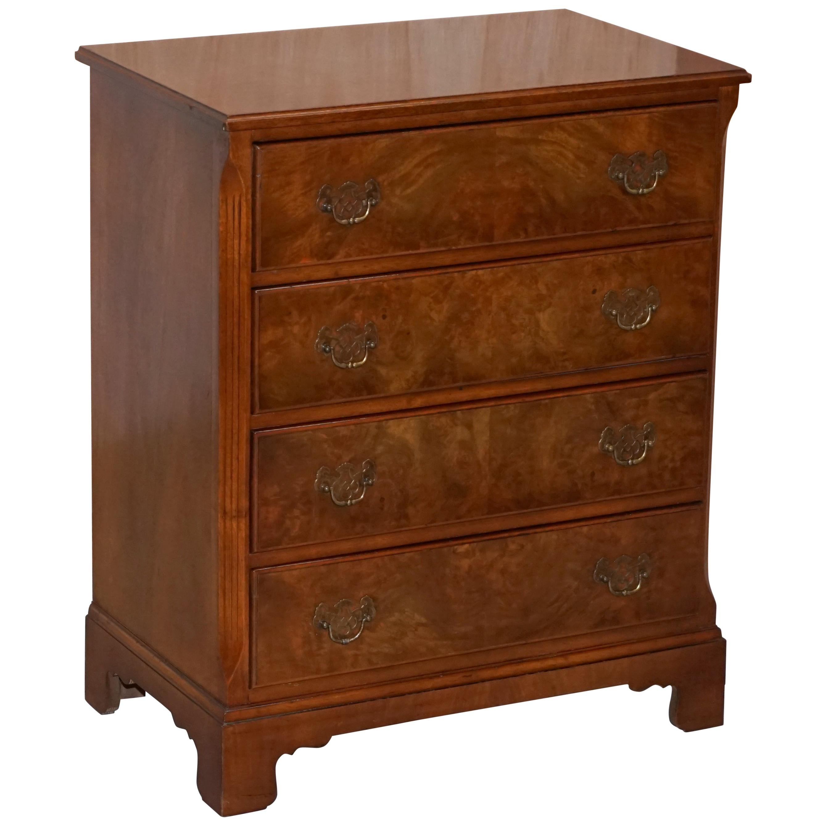 Small circa 1930s-1950s Walnut Chest of Drawers Side Table Tall