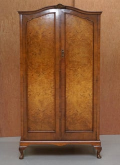 Small circa 1930s Figured Walnut Wardrobe with Internal Drawers Part of Suite