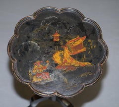 Small circa 1940s Lacquered Chinese Chinoiserie Side Lamp End Wine Table