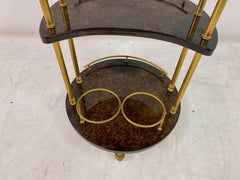 Small Circular 1950s Lacquered Goatskin Drinks Trolley Bar Cart by Aldo Tura