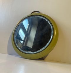 Small Circular Antique Wall Mirror in Green Painted Oak, 19th century