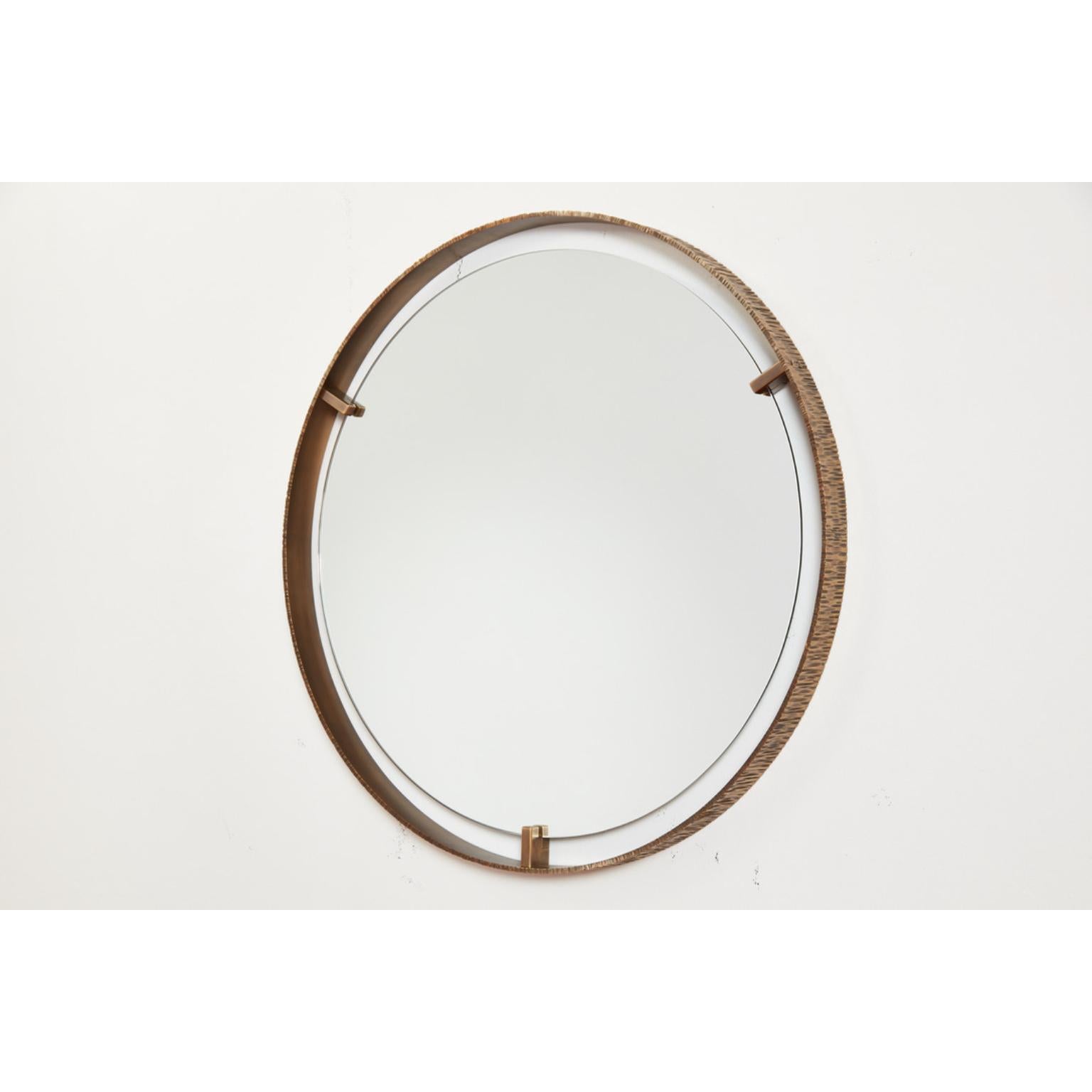 Small Circular Gauged Edge Mirror by William Emmerson For Sale 4