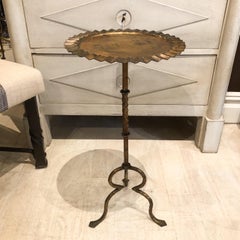 Small Circular Gilt Iron Drinks Table on Stylized Tripod Base, Spain, circa 1970