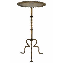 Small Circular Gilt Iron Drinks Table on Stylized Tripod Base, Spain, circa 1970