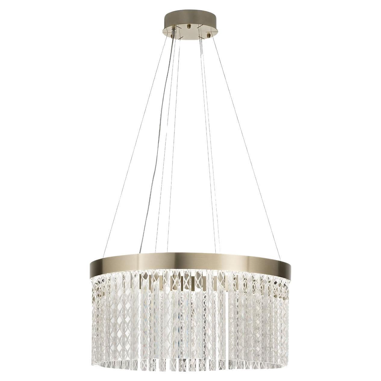 Small Circular Transparent Engraved Glass Chandelier by Il Paralume Marina