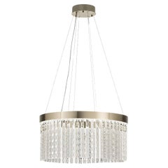 Small Circular Transparent Engraved Glass Chandelier by Il Paralume Marina