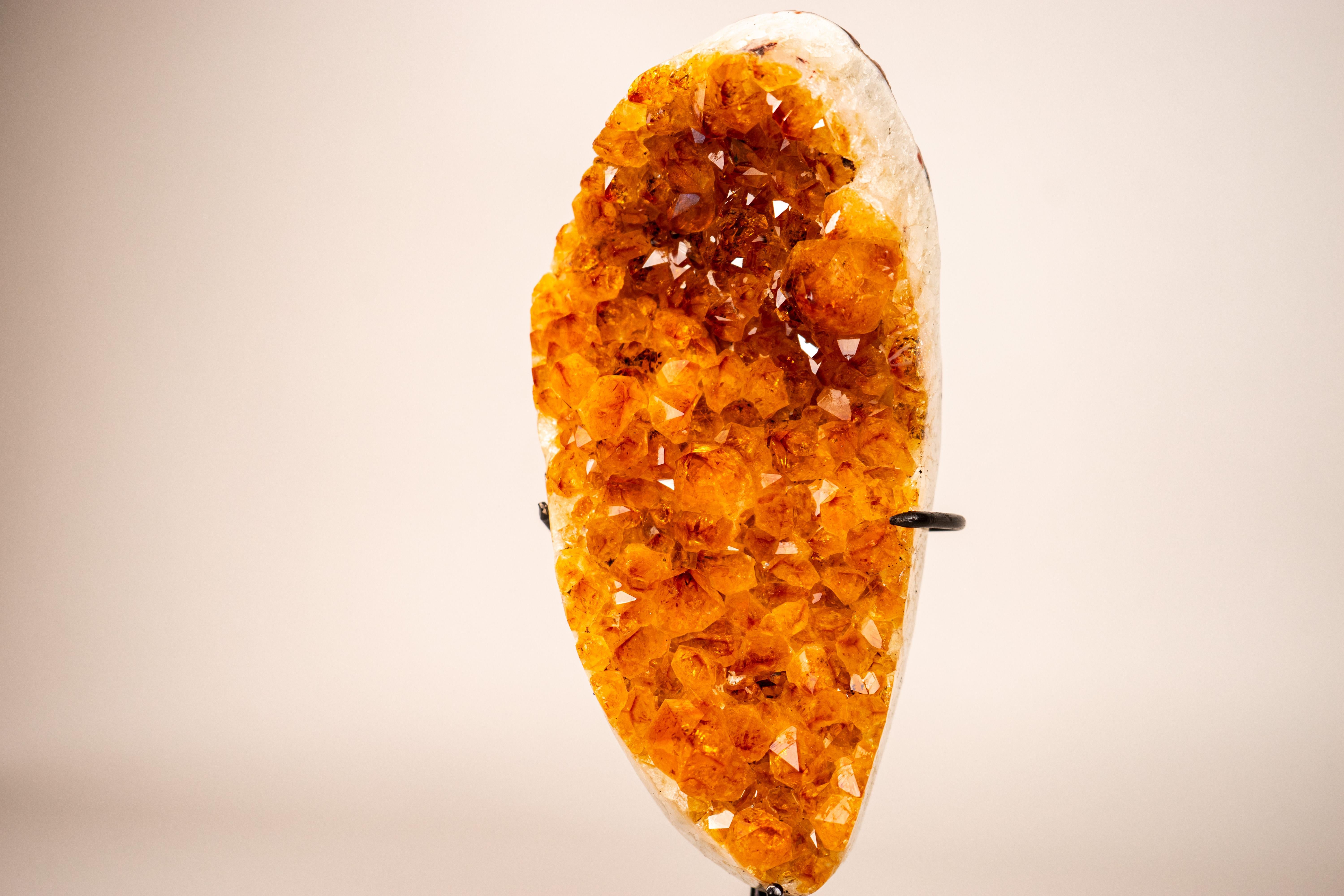 Small Citrine Cluster with Golden-Orange Druzy on Custom-Made Stand For Sale 6