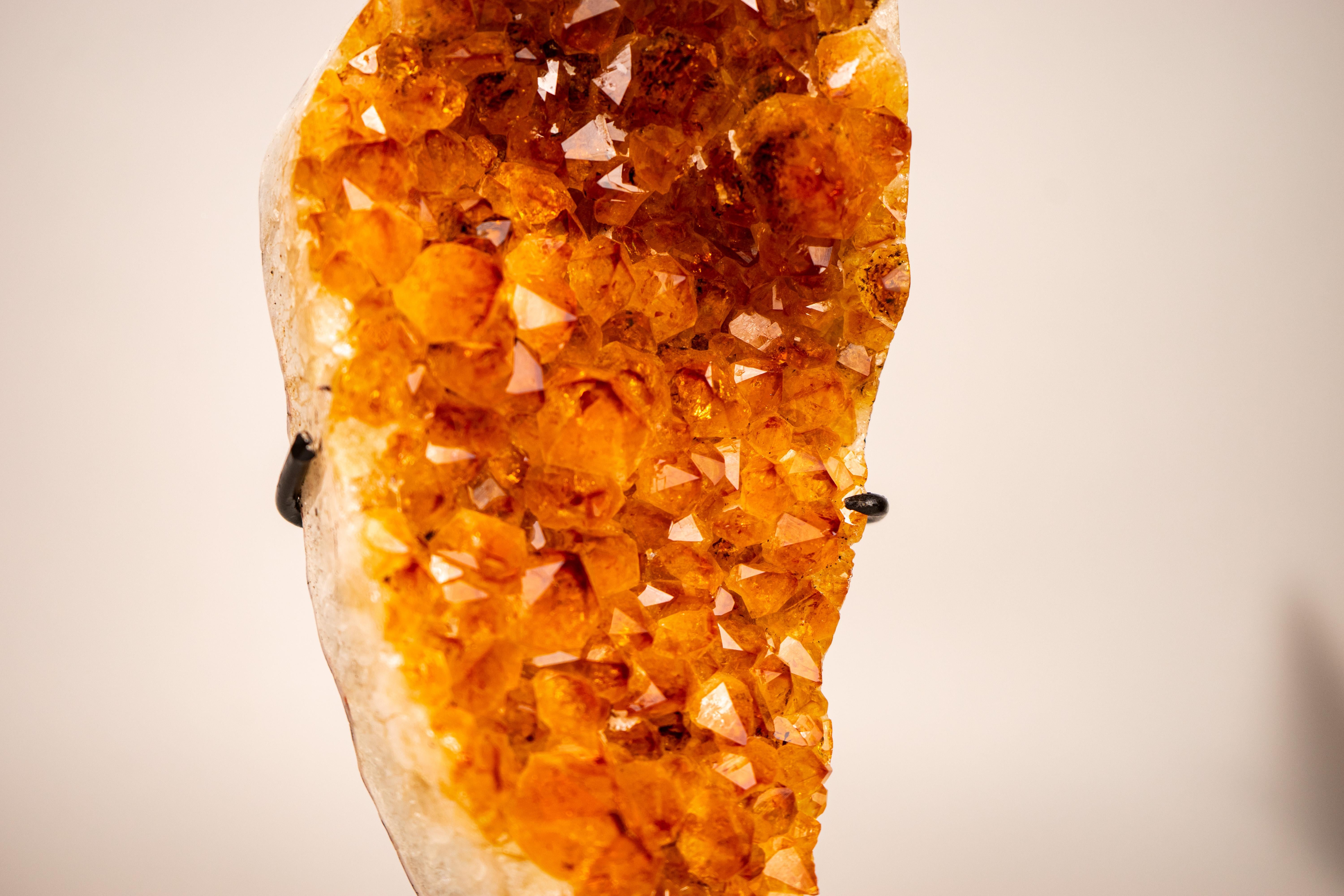 Small Citrine Cluster with Golden-Orange Druzy on Custom-Made Stand For Sale 7