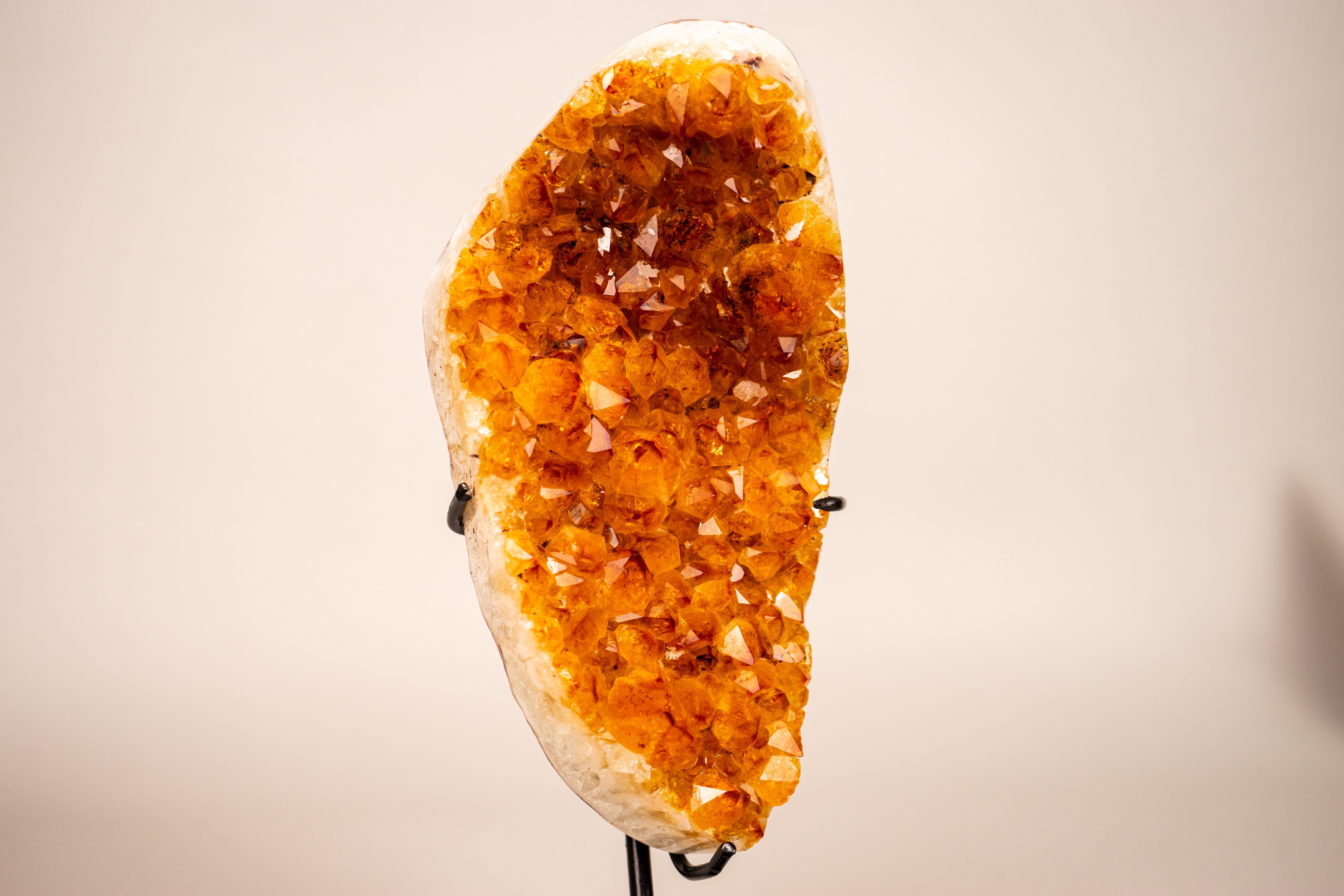 Small Citrine Cluster with Golden-Orange Druzy on Custom-Made Stand For Sale 8