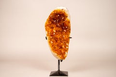 Small Citrine Cluster with Golden-Orange Druzy on Custom-Made Stand