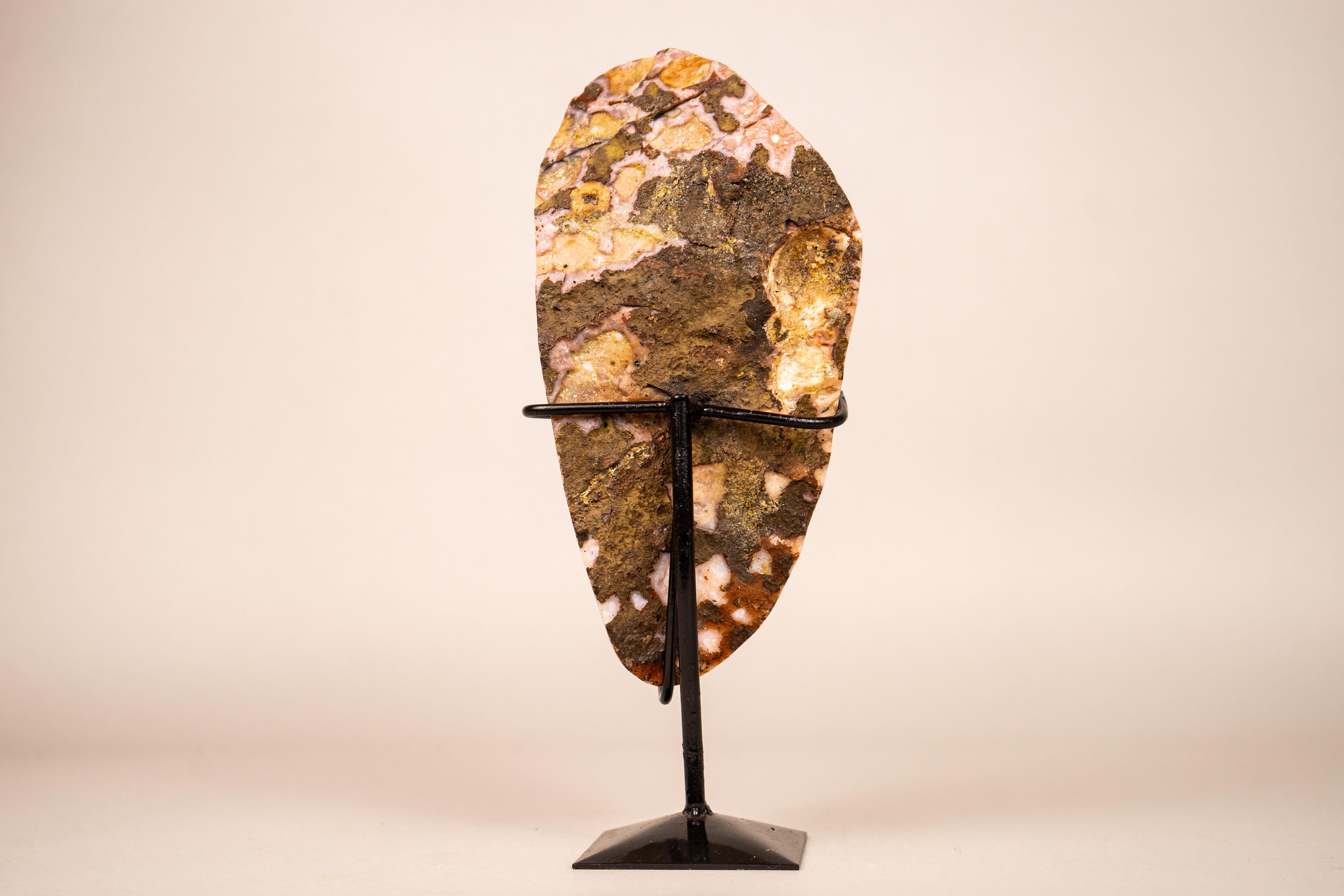 Contemporary Small Citrine Cluster with Golden-Orange Druzy on Custom-Made Stand For Sale