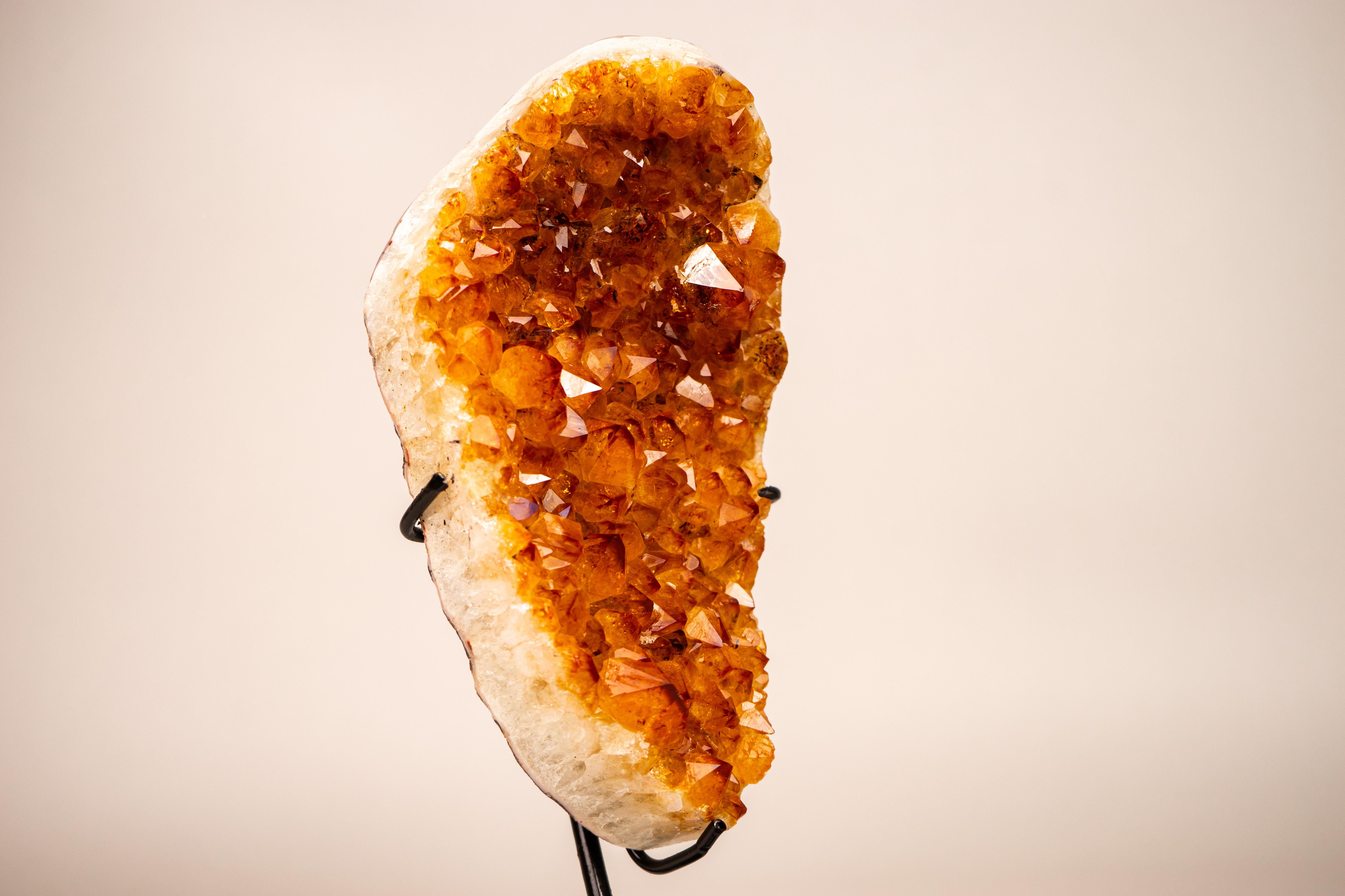 Small Citrine Cluster with Golden-Orange Druzy on Custom-Made Stand For Sale 2