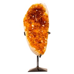 Small Citrine Cluster with Golden-Orange Druzy on Custom-Made Stand